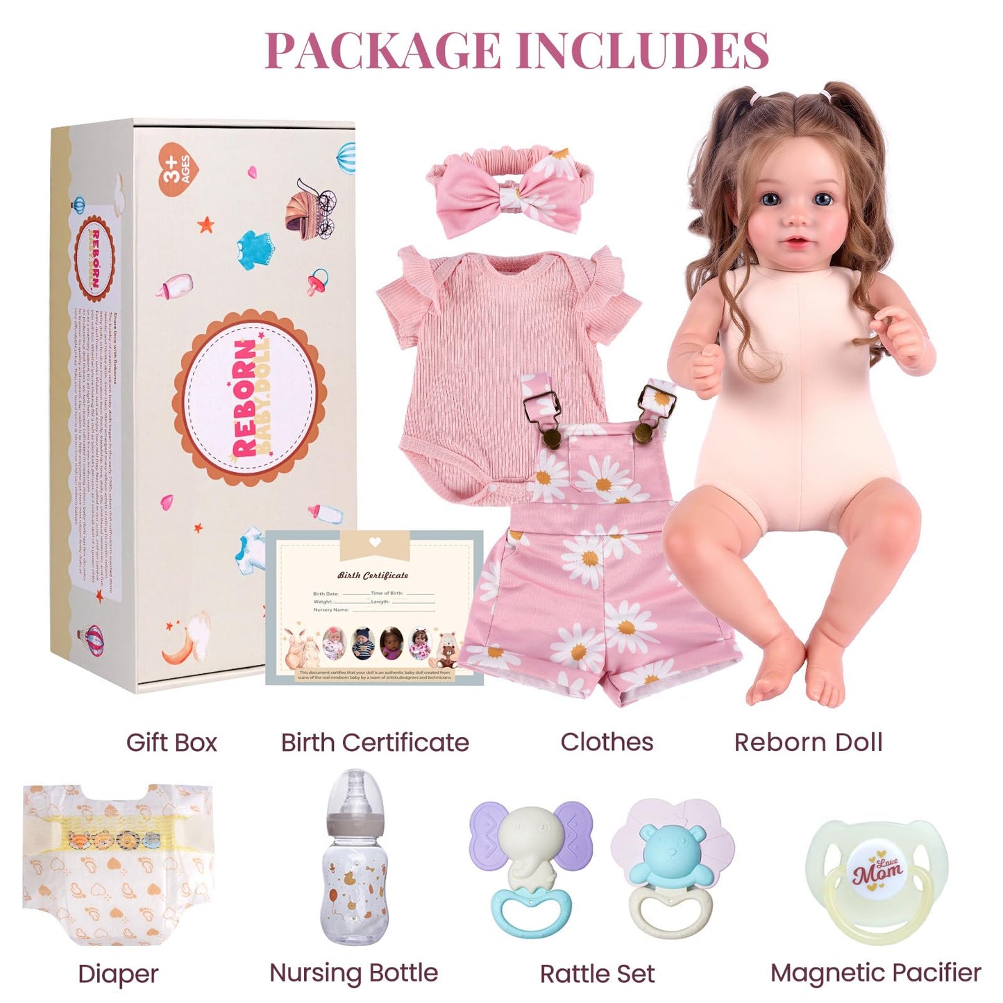 BABESIDE Reborn Baby Doll 20-Inch | Soft Cloth Body, Rooted Hair, Open Eyes