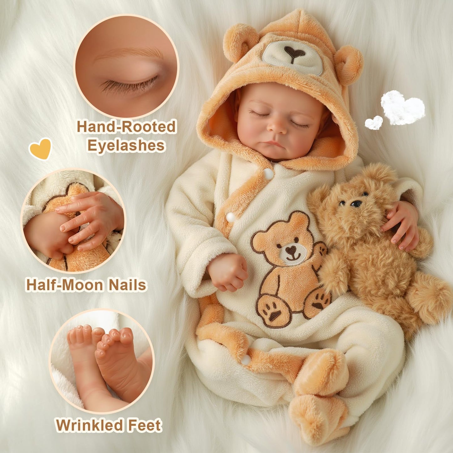 BABESIDE Reborn Baby Doll 20-Inch Boy | Soft Vinyl & Cloth Body, Realistic Sleeping Baby with Accessories