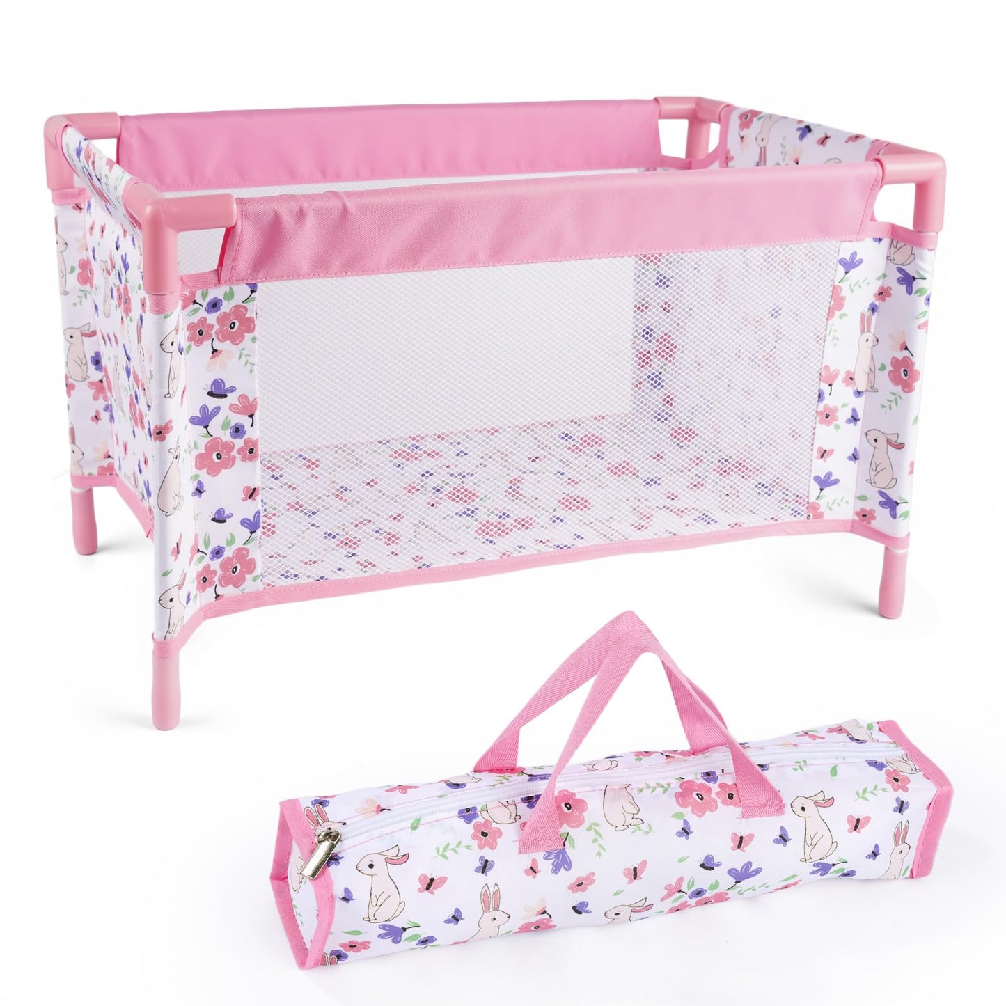 BABESIDE Reborn Baby Doll Crib – Foldable 18–20 Inch Doll Bed with Storage Bag