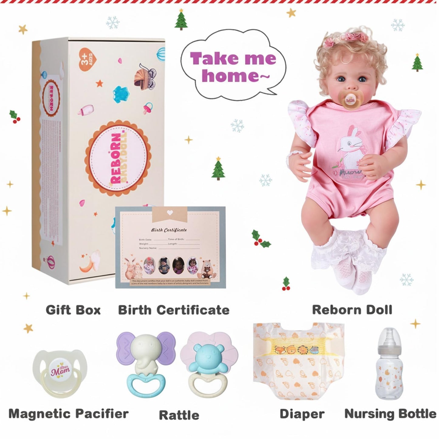 BABESIDE Reborn Baby Dolls – 17-Inch Soft Body Realistic Doll Girl with Gift Box