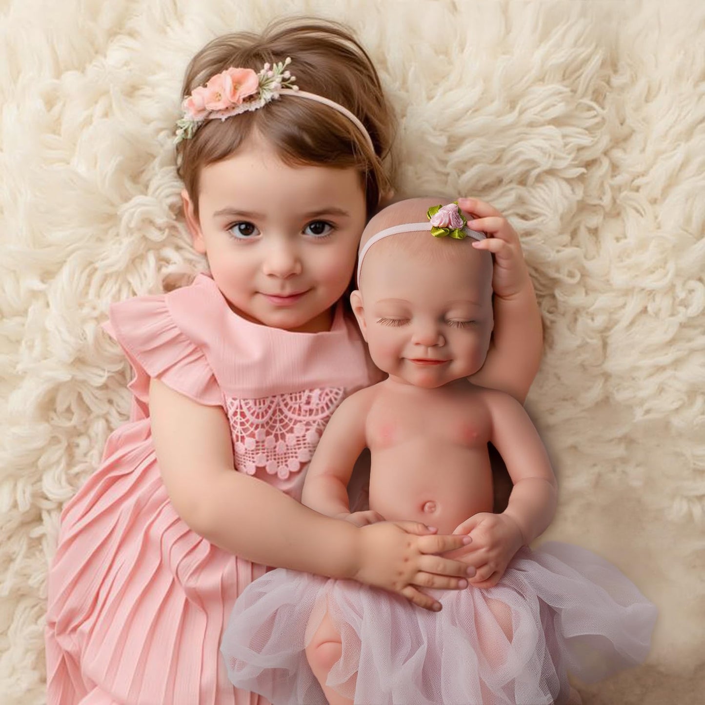 BABESIDE Lifelike Reborn Doll 16'' – Platinum Silicone, Realistic Newborn Girl