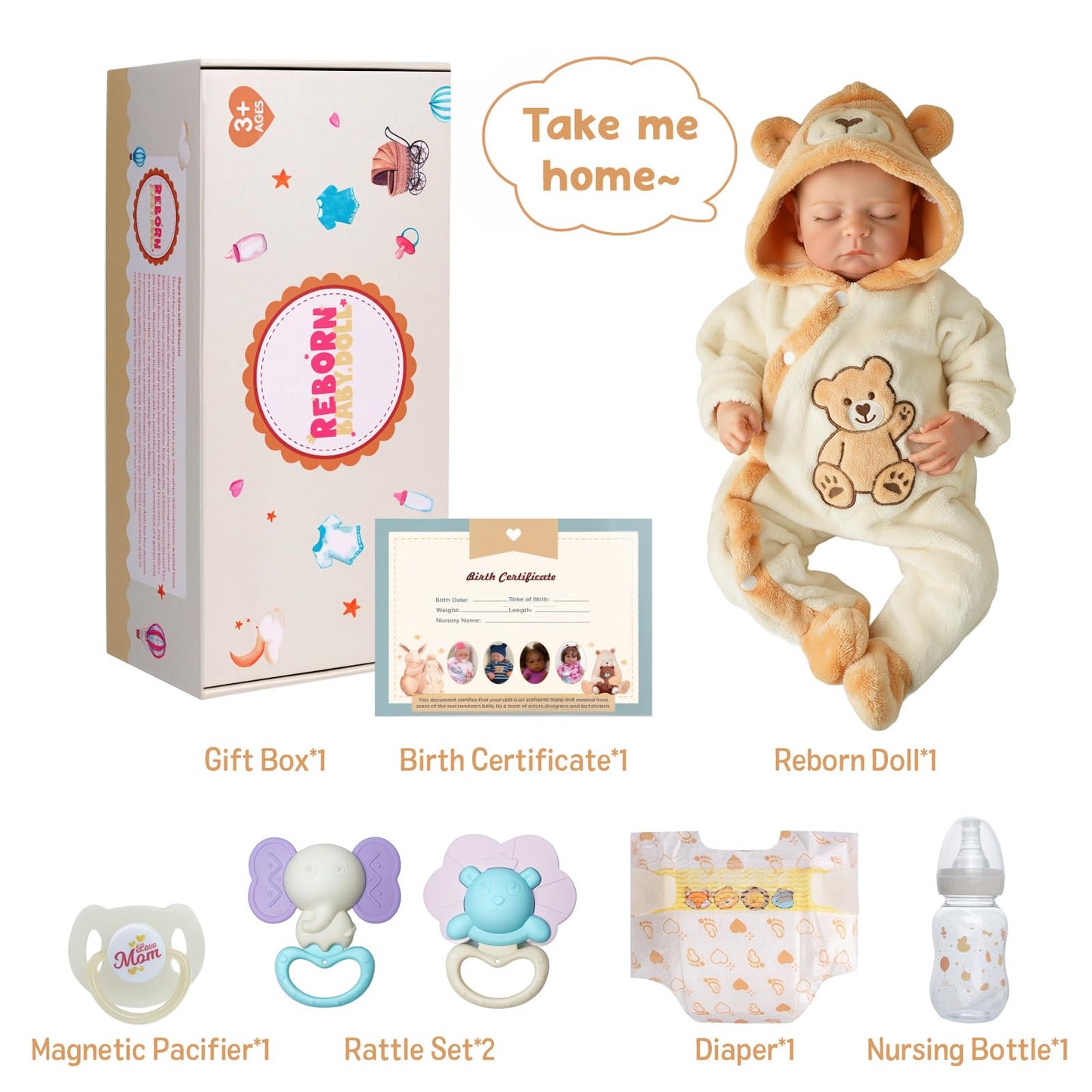 BABESIDE Reborn Baby Doll 20-Inch Boy | Soft Vinyl & Cloth Body, Realistic Sleeping Baby with Accessories