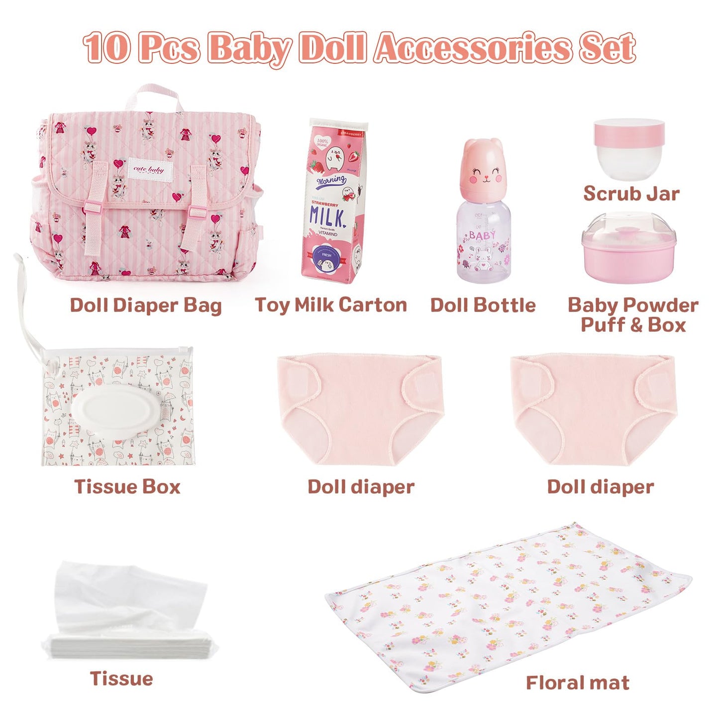BABESIDE 9 Pcs Reborn Doll Accessories Set for 17-22 Inch Dolls — Feeding & Care Kit