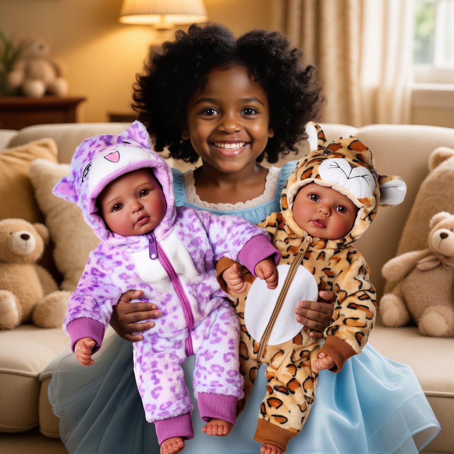 BABESIDE Twin Baby Dolls (17-inch) – Realistic Soft Cloth Body with Brown Eyes for 3+ Years