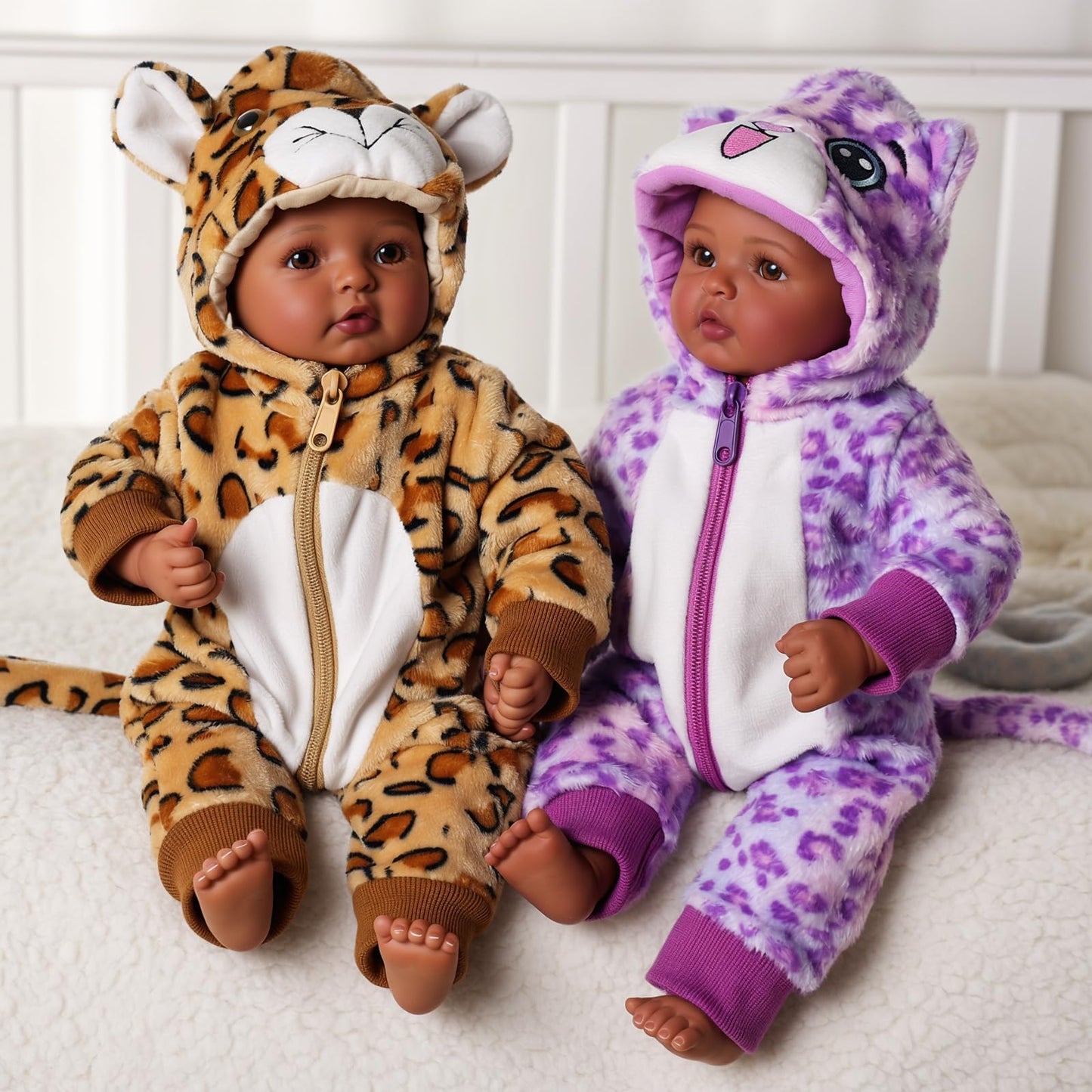 BABESIDE Twin Baby Dolls (17-inch) – Realistic Soft Cloth Body with Brown Eyes for 3+ Years