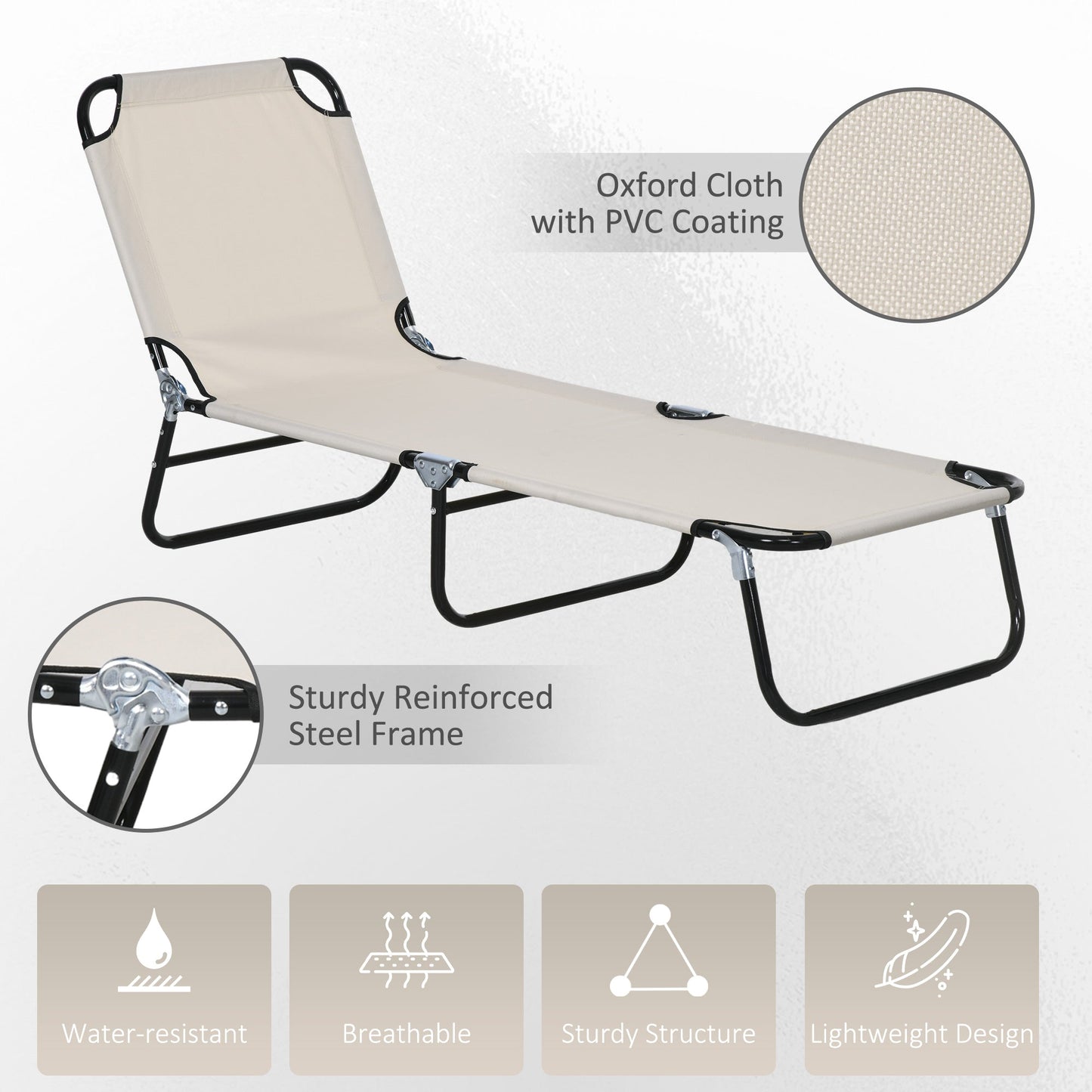 Outsunny 2 Piece Reclining Chaise Lounge with 5-Level Adjustable Backrest
