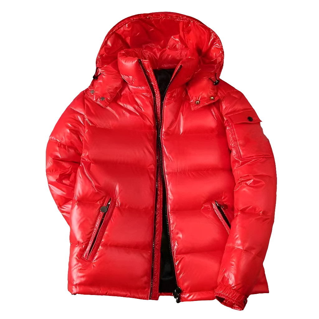 High Quality Outdoor Windproof Hooded Shiny Down Mens Jackets