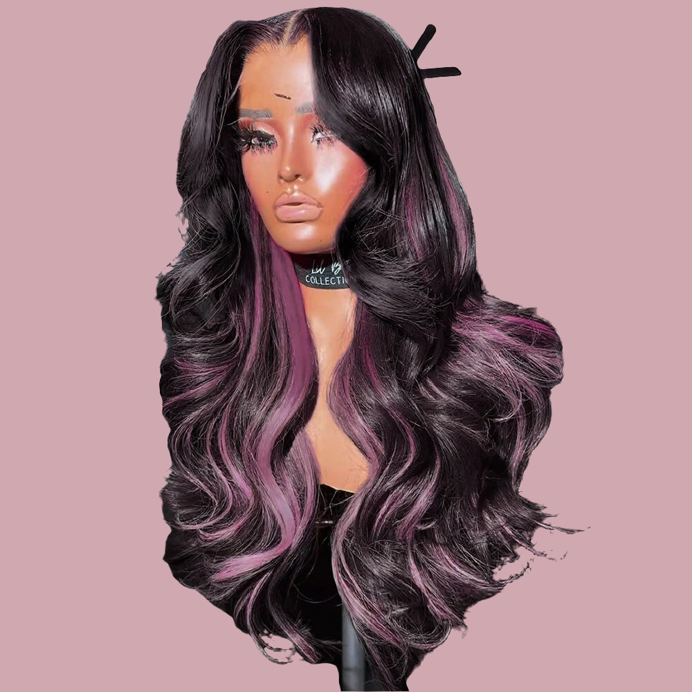 13x6 Body Wave Highlight Lace Front Synthetic Ombre 13x4 Lace Frontal Wigs Honey Blonde Colored Wigs For Women