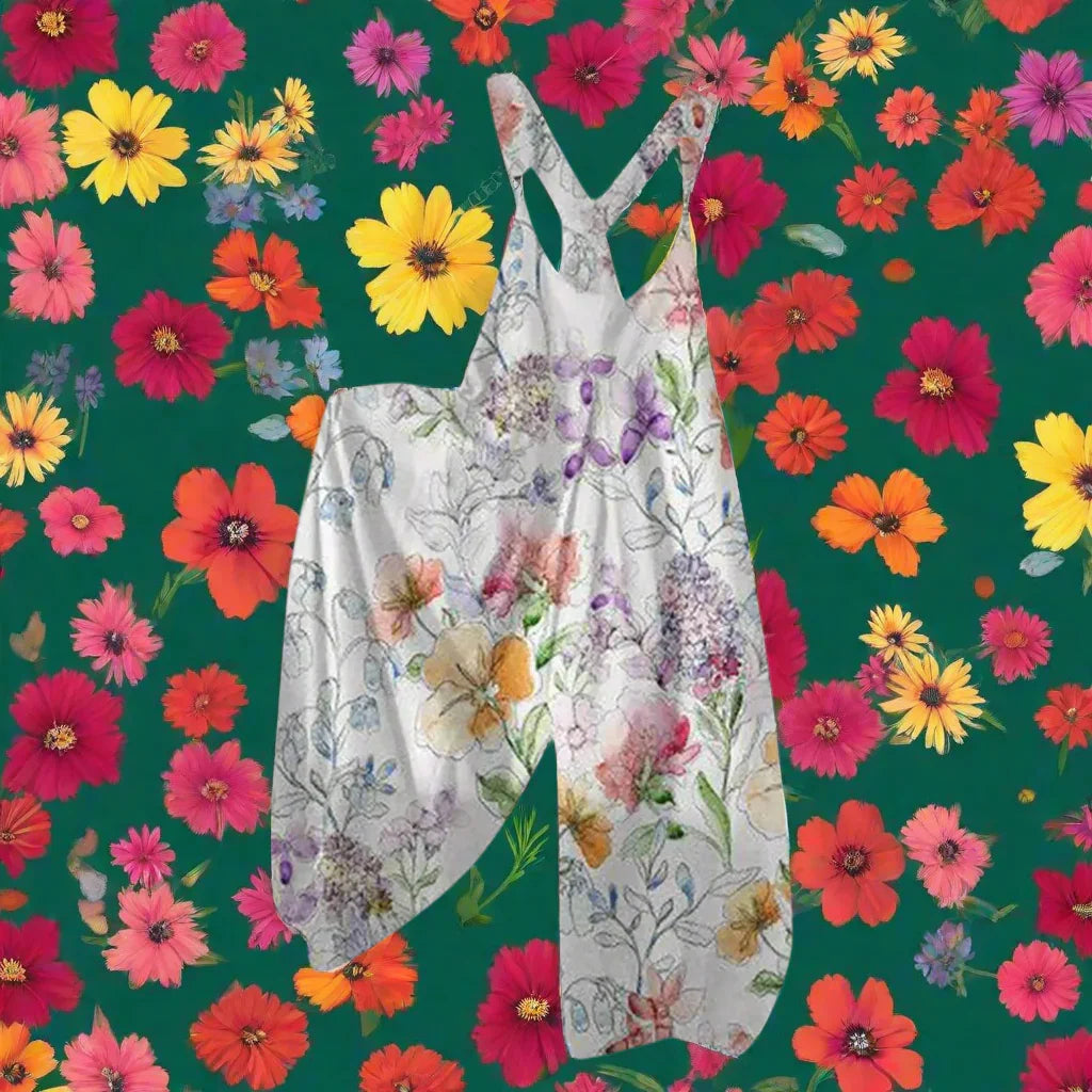 2.Women’s Skull Print Sleeveless Jumpsuit – Casual Summer Loose-Fit Streetwear