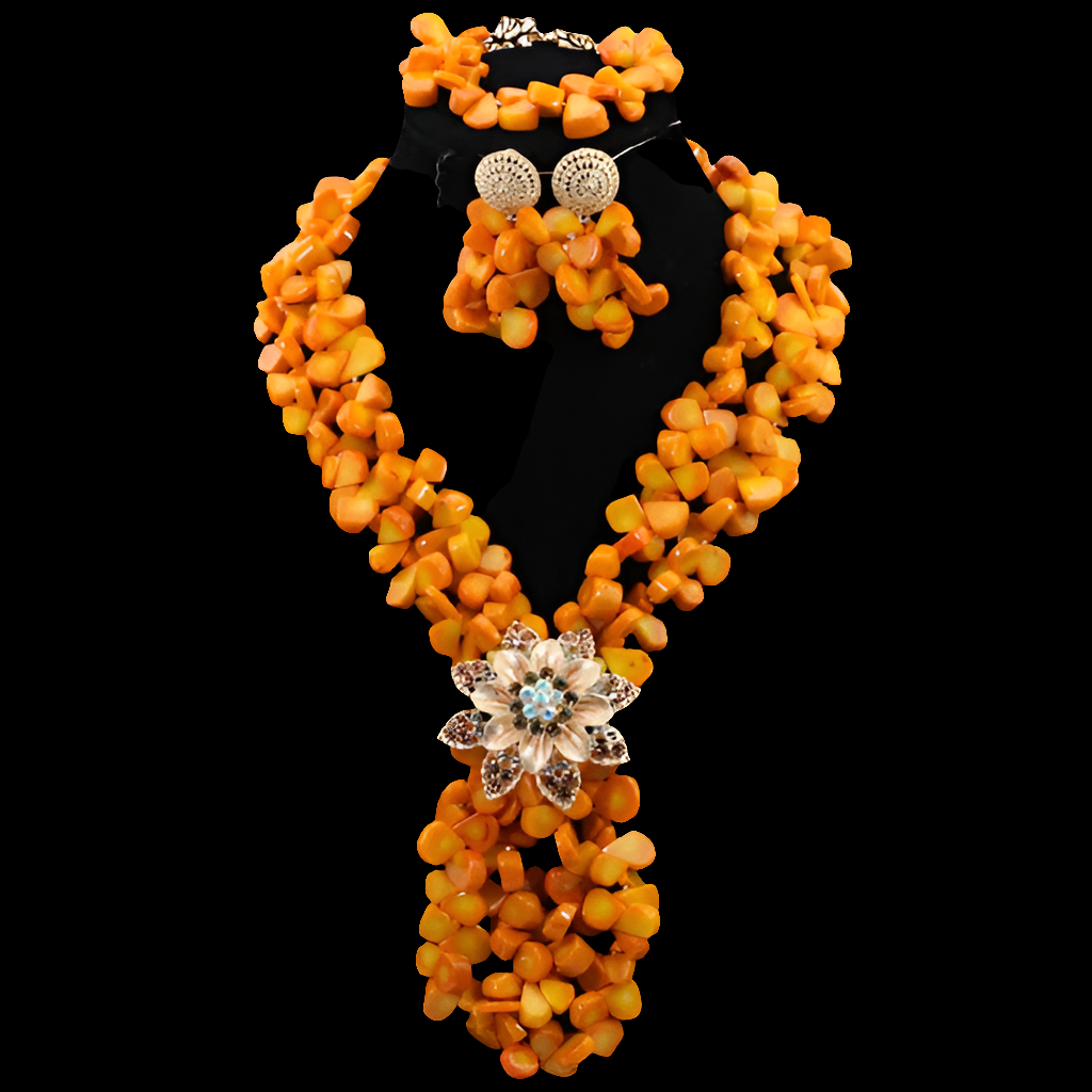 Fabulous African Beads Jewellery Latest Coral Necklace Set