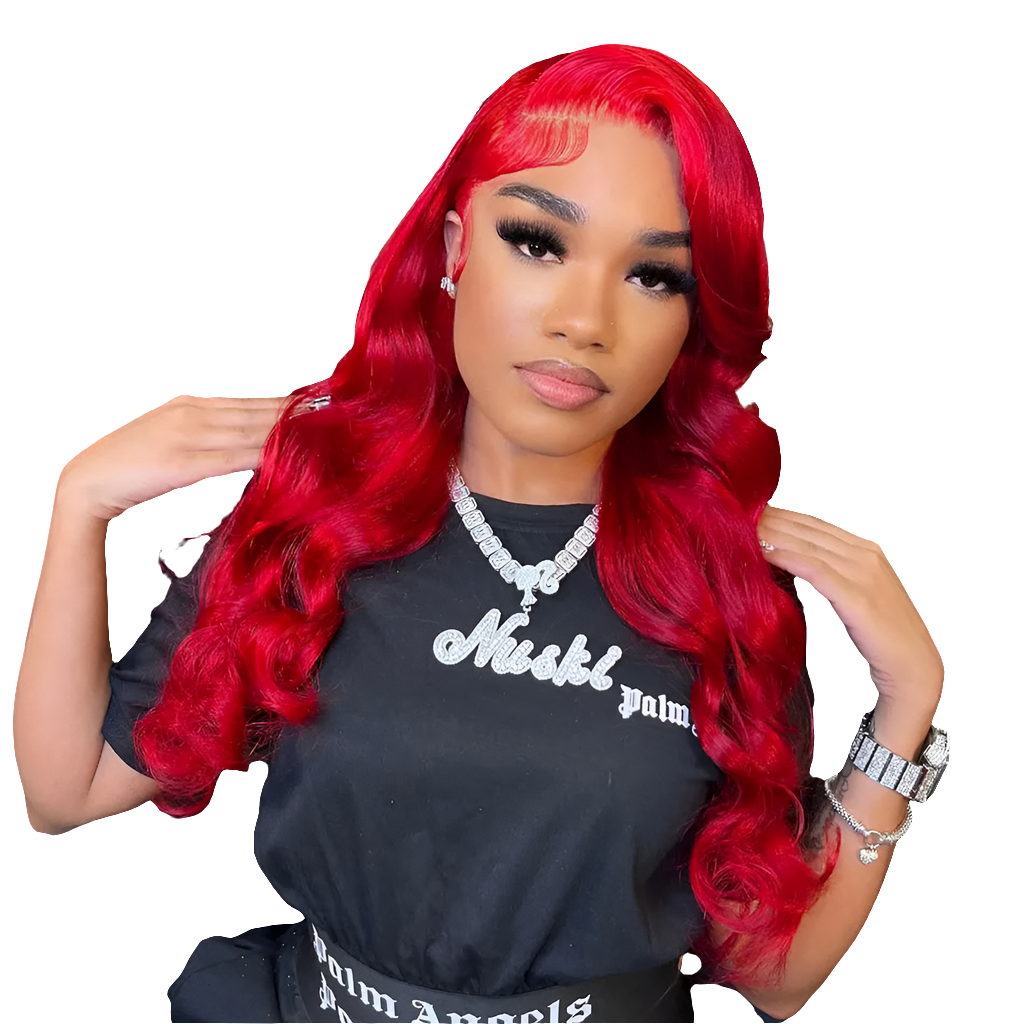 Ubest Red 99j Colored 13X6 Body Wave Transparent Lace Front Wigs Human Hair 200％ Density Brazilian Hair Remy Hair T Part Lac Wig