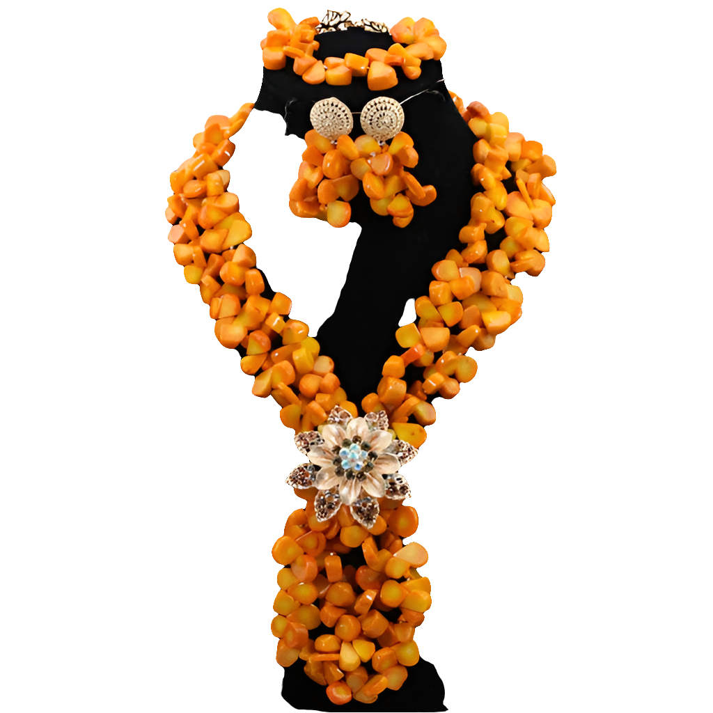 Fabulous African Beads Jewellery Latest Coral Necklace Set