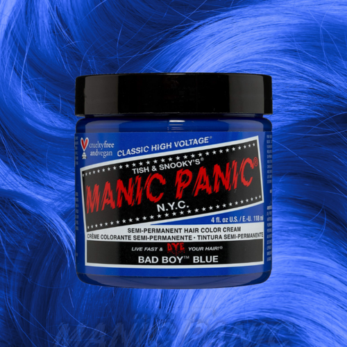 Manic Panic Semi-Permanent Hair Color Cream | Vibrant Bad Boy Blue for Bold Hair Enthusiasts | 118ml