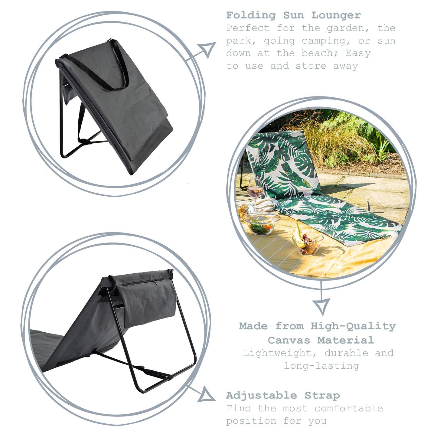 Folding Canvas Beach Lounger