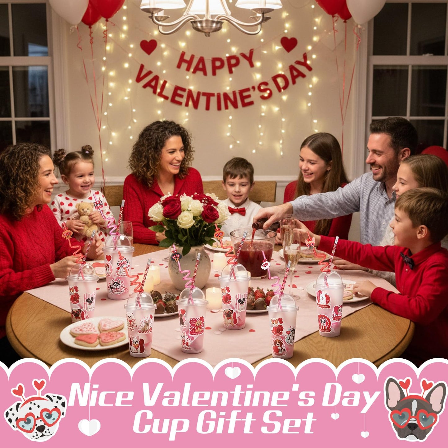 Baderke Valentine Stationery Gift Set – 24-Piece Party Favors with Heart Erasers, Pencils, Silicone Bracelets