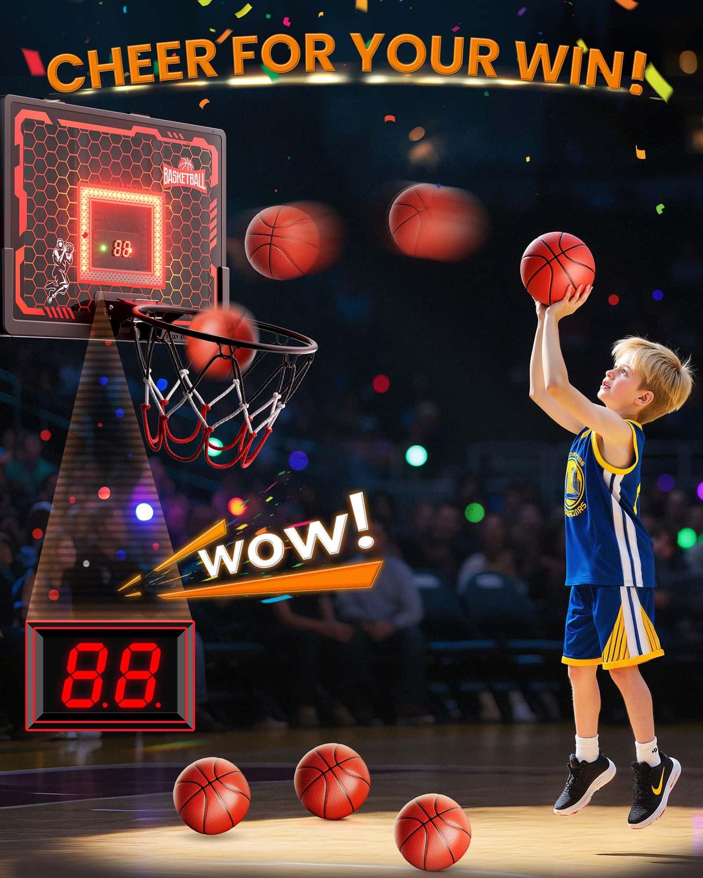 BADGOAL Indoor Basketball Hoop Toy for Kids – Over-The-Door Pro Hoop, 2026 Upgrade with LED Scoreboard