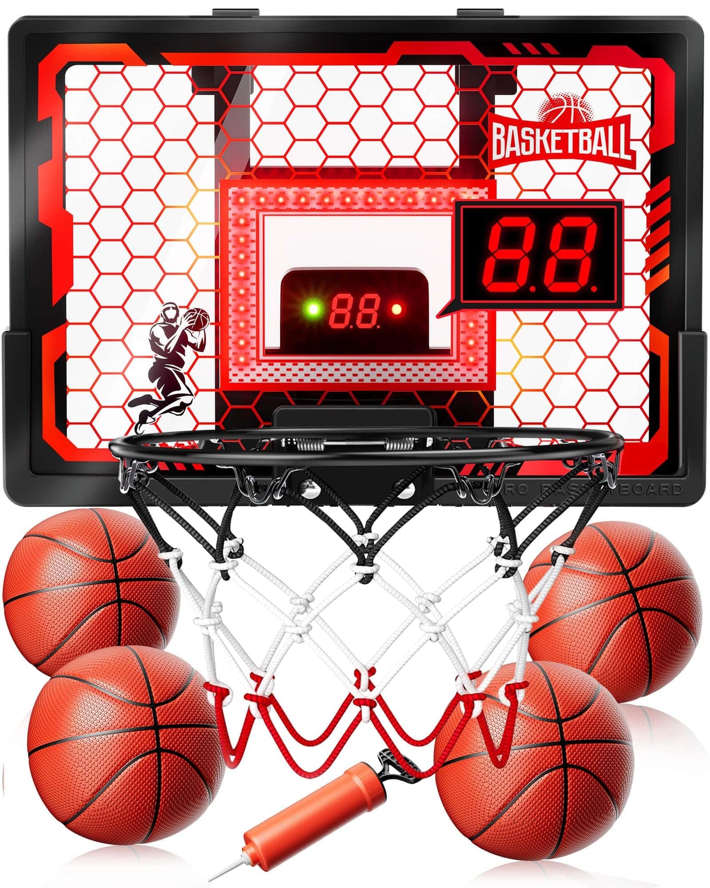 BADGOAL Indoor Basketball Hoop Toy for Kids – Over-The-Door Pro Hoop, 2026 Upgrade with LED Scoreboard