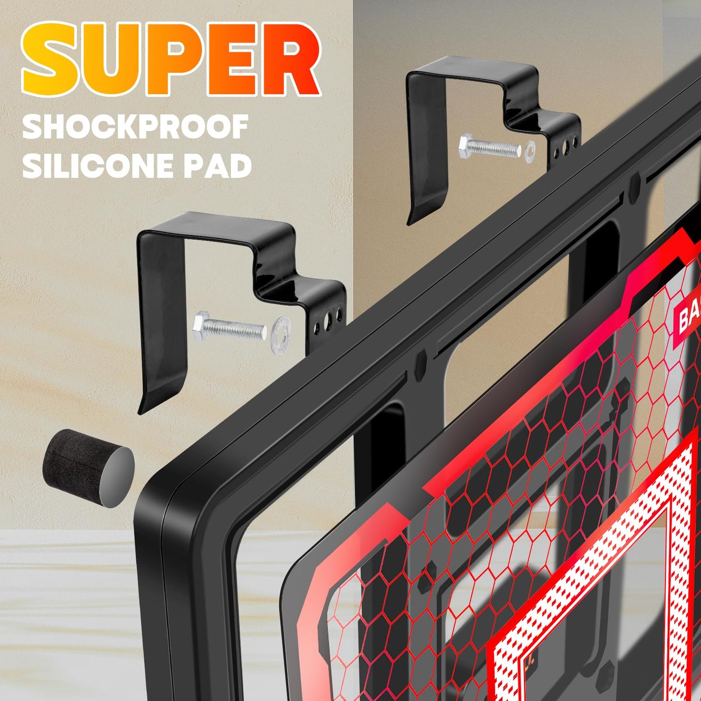 BADGOAL Indoor Basketball Hoop Pro for Kids – Over-the-Door with LED Scoreboard and 4 Balls