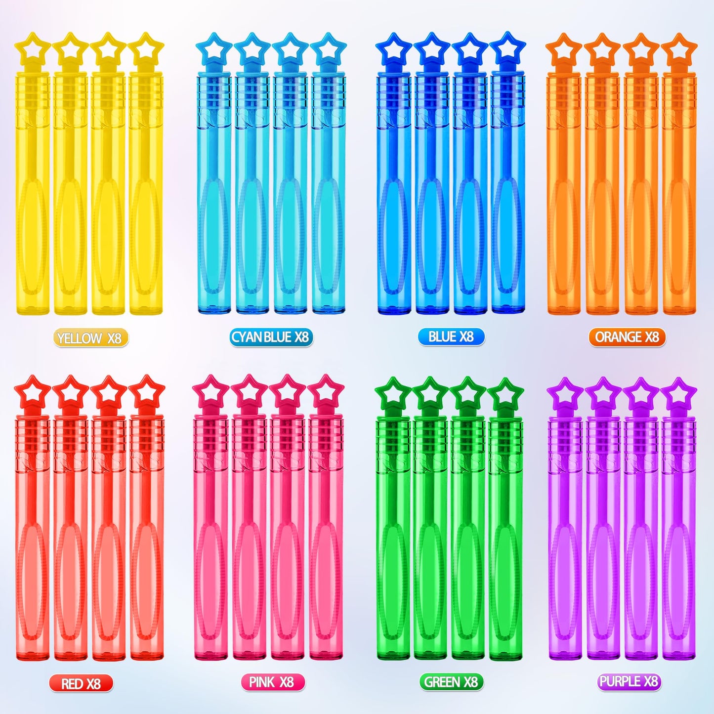 Baegzgx Mini Bubble Wands – 32-Piece Rainbow Star Set for Kids & Parties