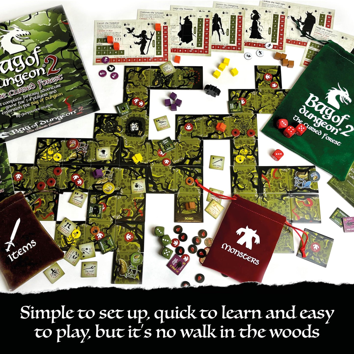 Bag of Dungeon 2: The Cursed Forest – Standalone or Expansion Dragon-Themed Board Game (1–4 Players, Ages 7+)
