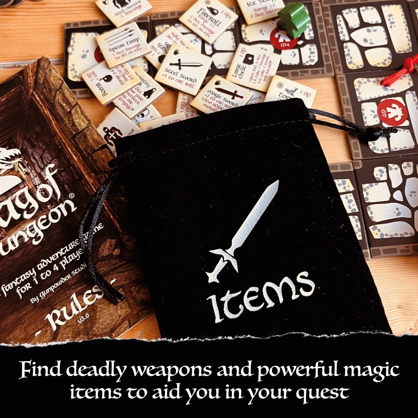 Bag of Dungeon – Fantasy Adventure Board Game for 1–4 Players (Ages 7+) | Portable Dungeon Crawl