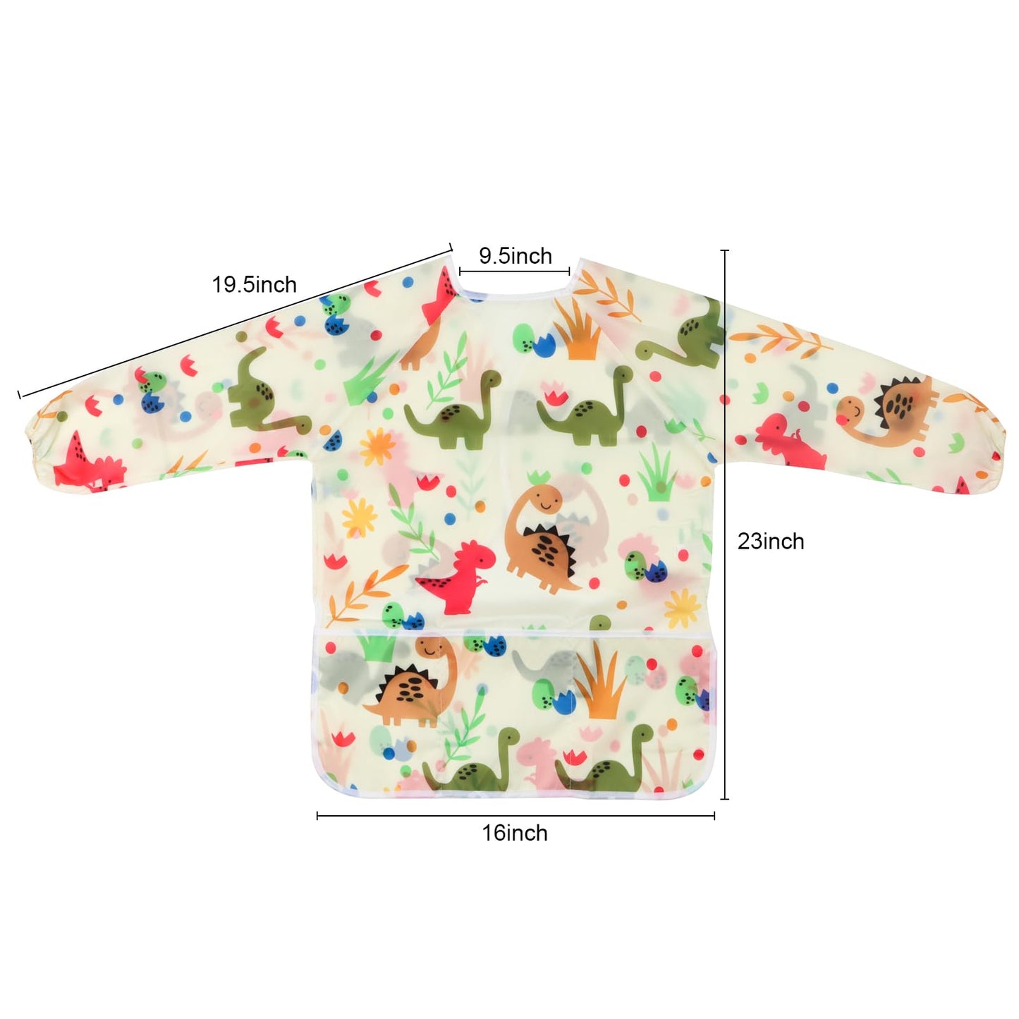 BAHABY Kids Art Smocks 2 Pack – Dinosaur Painting Aprons, Waterproof, Long Sleeve (Ages 3-8)