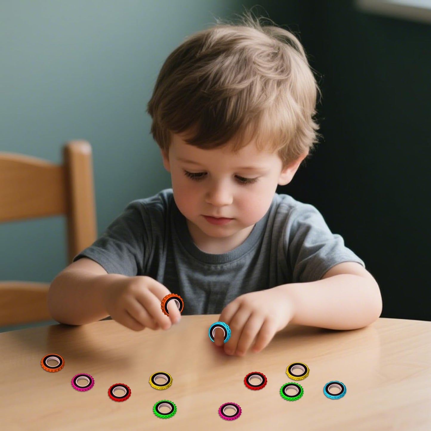 baigald Sensory Fidget Rings for Kids — Quiet Finger Spinner Stress Toys
