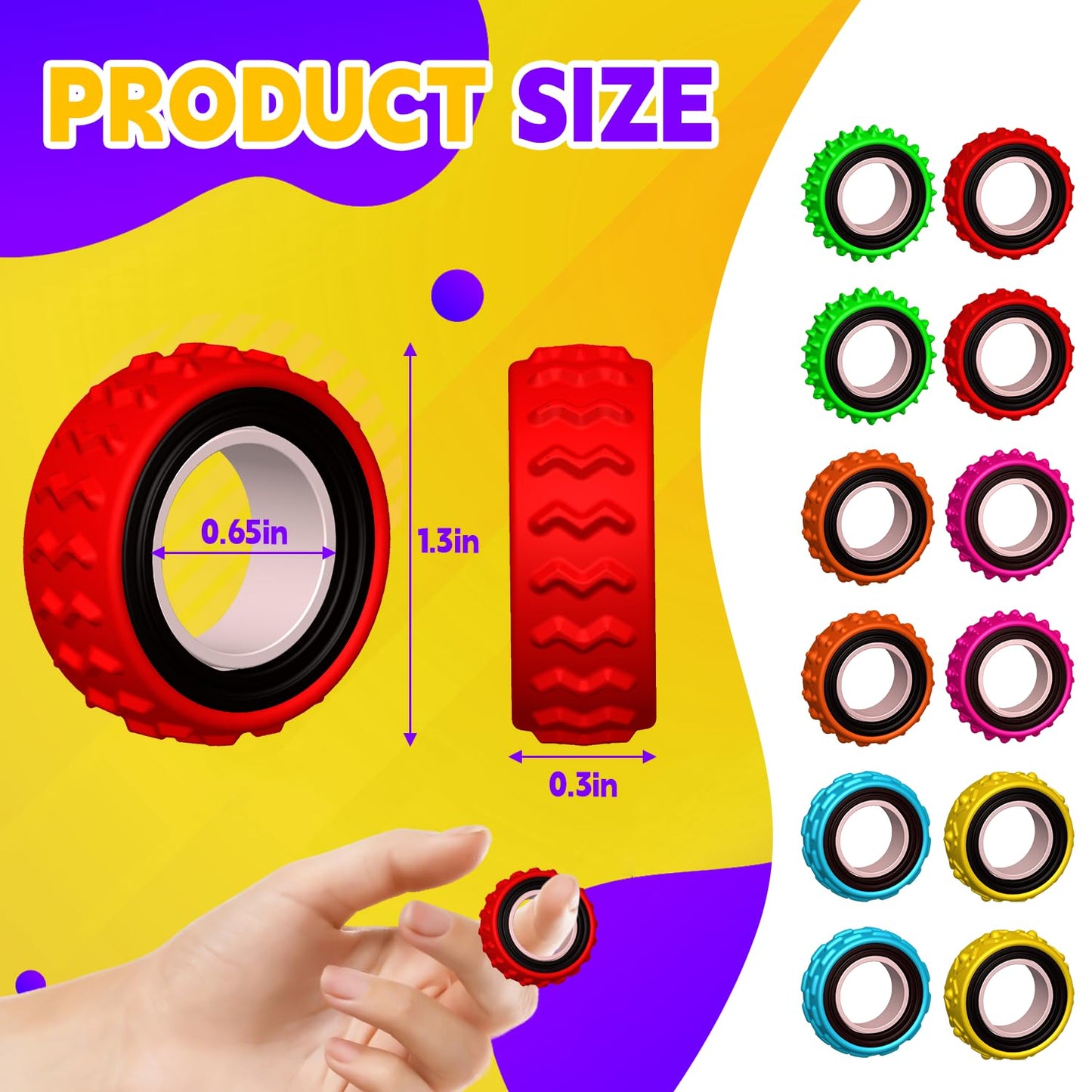 baigald Sensory Fidget Rings for Kids — Quiet Finger Spinner Stress Toys