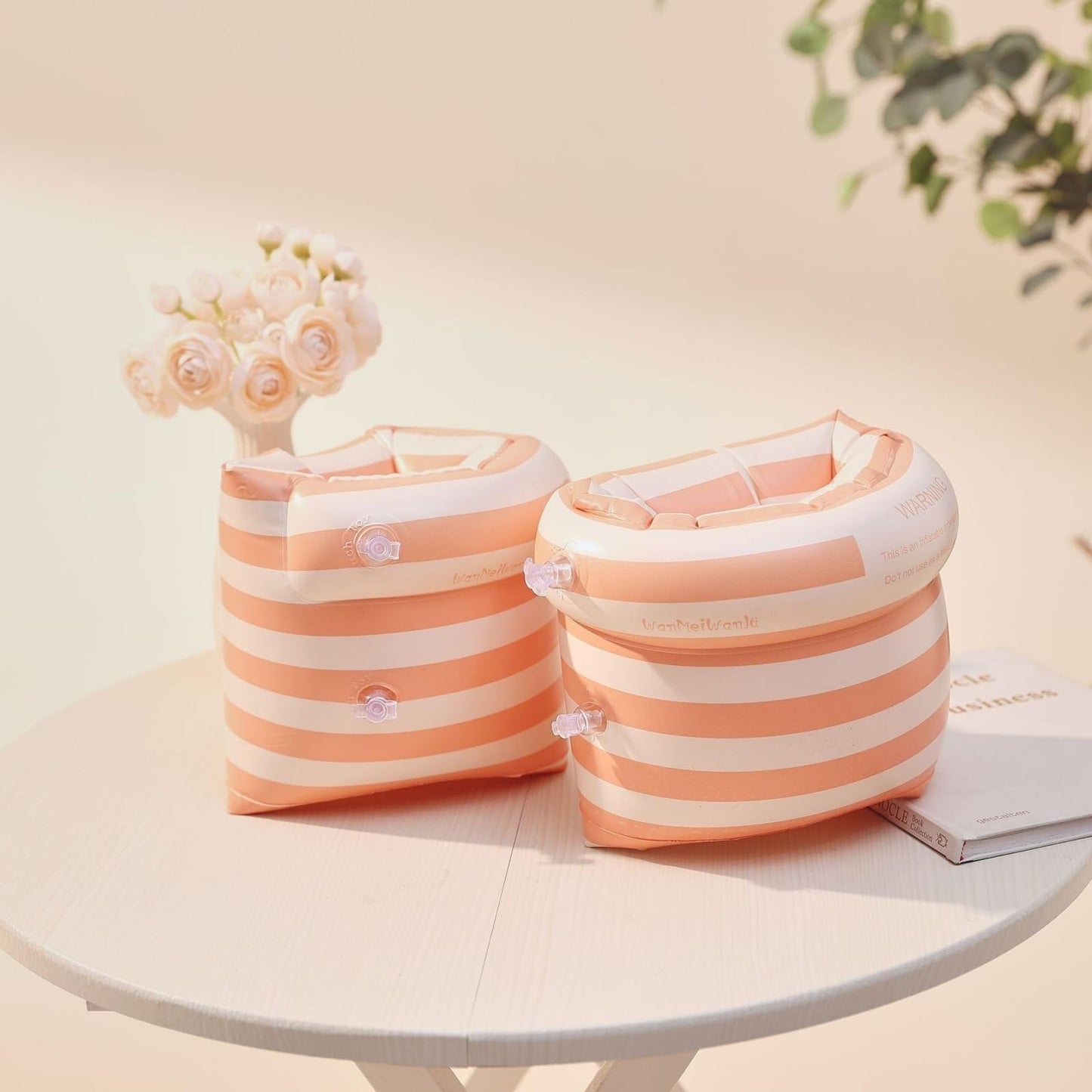 BAITEMJIA Arm Floaties - Vintage Orange Stripe Pool Floats for Kids & Adults