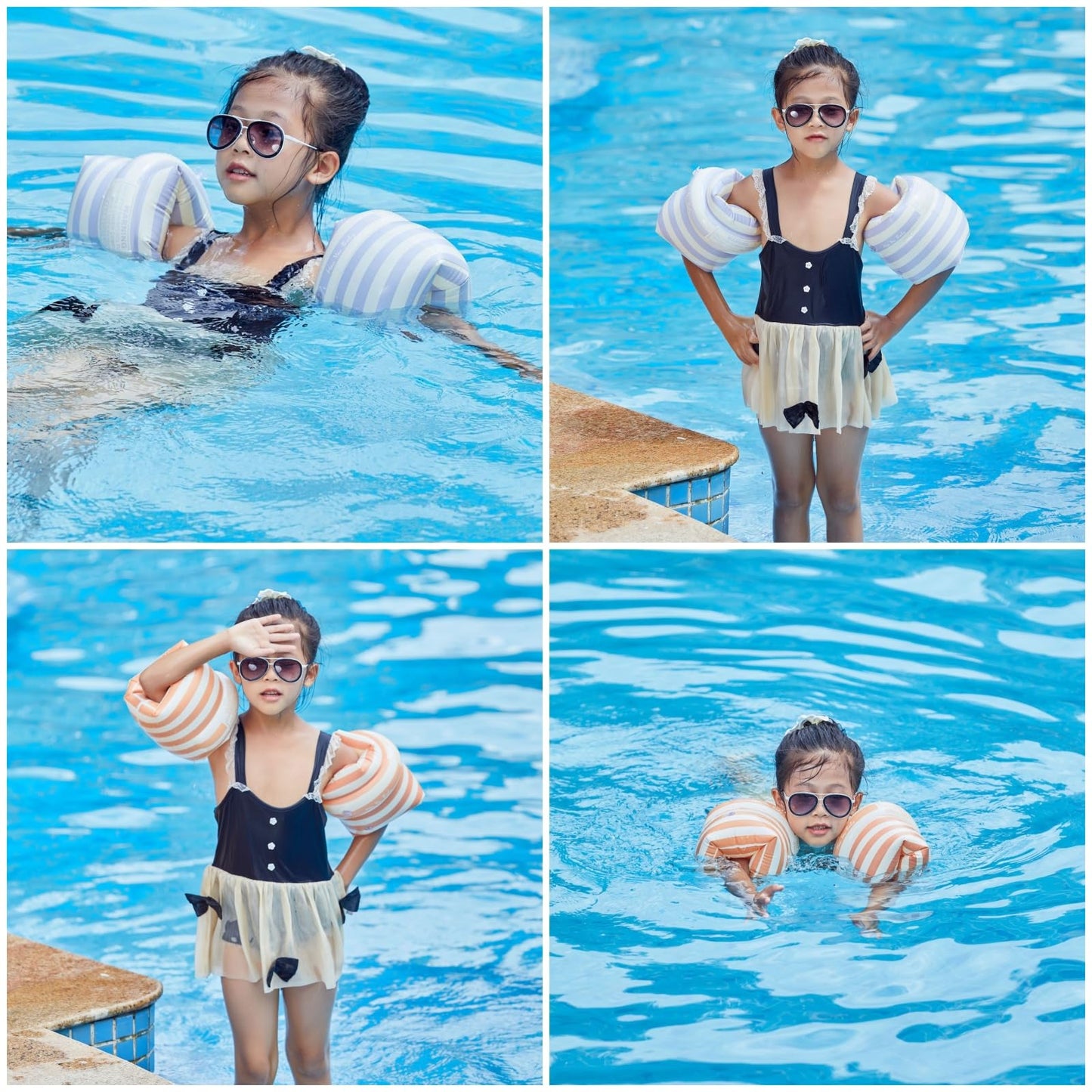 BAITEMJIA Arm Floaties for Kids and Adults - Vintage Striped Pool Arm Bands