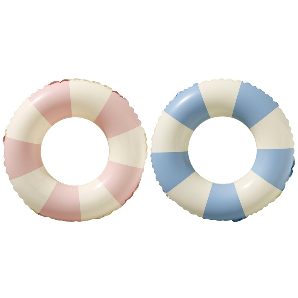 BAITEMJIA Kids Pool Floats Stripe Blue Pink – 23-Inch Inflatable Rings for Ages 5-10
