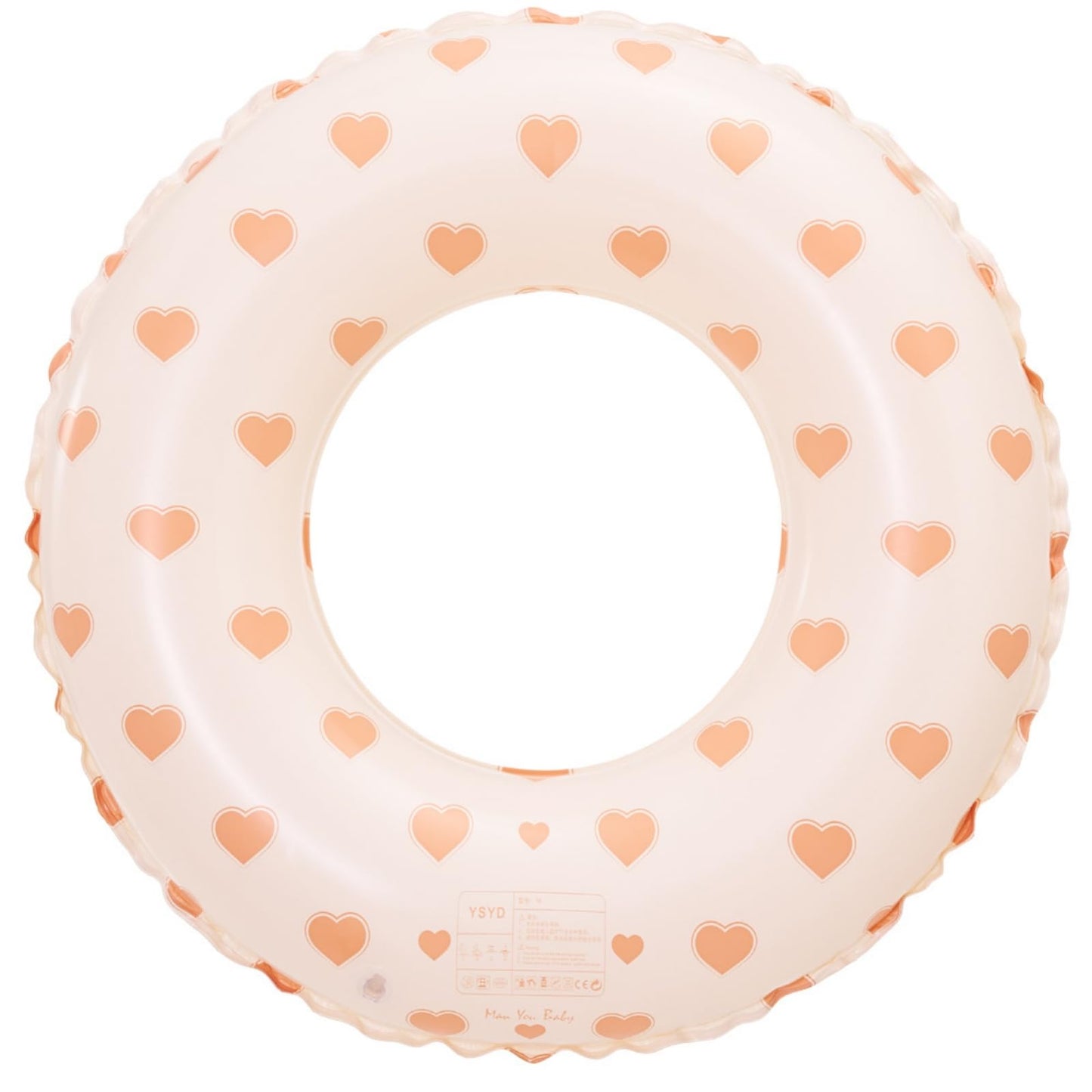 BAITEMJIA Love Heart Kids Pool Float — Durable 23in Swim Ring for Ages 5-10