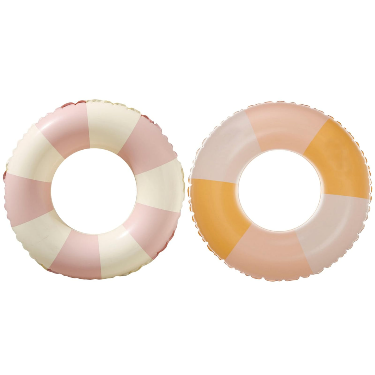 BAITEMJIA Pool Floats for Kids 5-10 – Stripe Pink Yellow Swim Rings