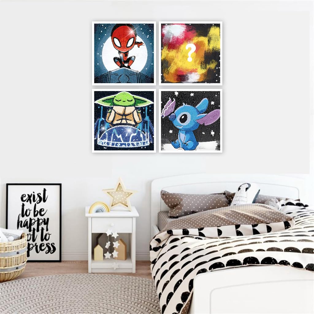 Baiwanerxiang Diamond Art Kits for Kids – 4-Piece 6x6 Inch 5D Crystal Mosaic