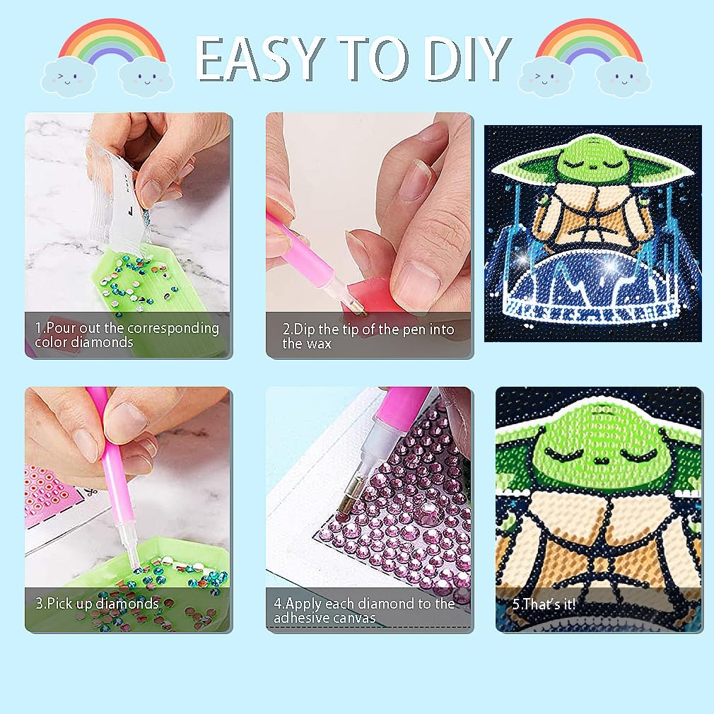 Baiwanerxiang Diamond Art Kits for Kids – 4-Piece 6x6 Inch 5D Crystal Mosaic