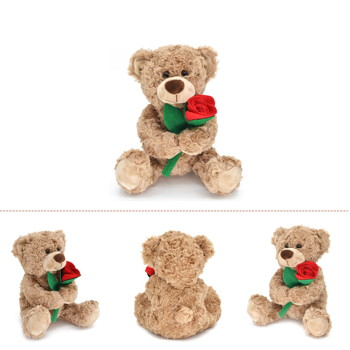 Bakalizoo 12'' Rose Teddy Bear – Soft Plush Gift for Her, Girlfriend, Mom | Cozy Home Decor