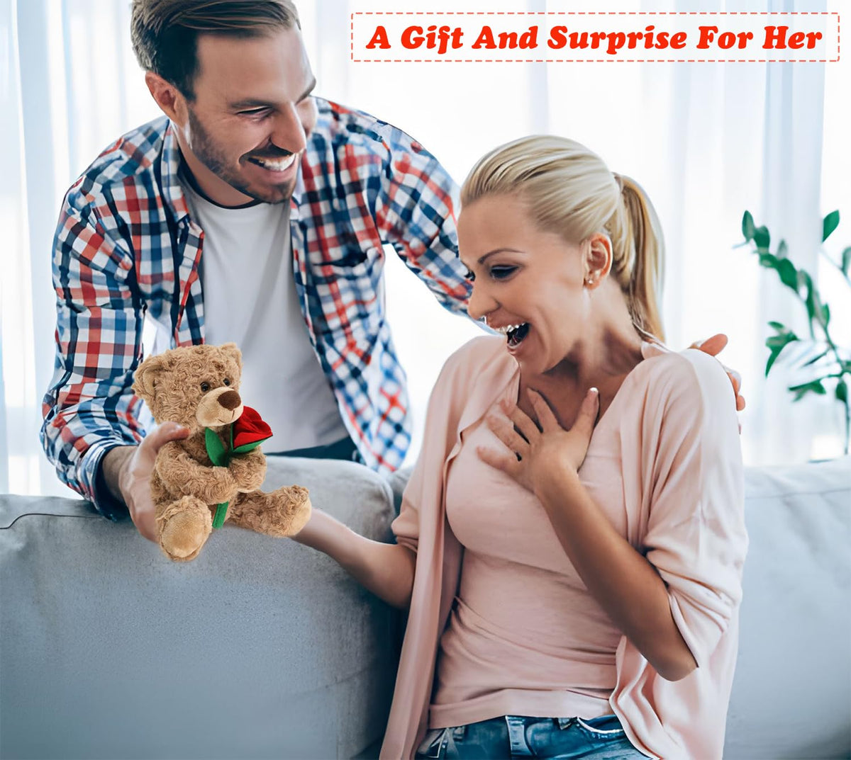 Bakalizoo 12'' Rose Teddy Bear – Soft Plush Gift for Her, Girlfriend, Mom | Cozy Home Decor