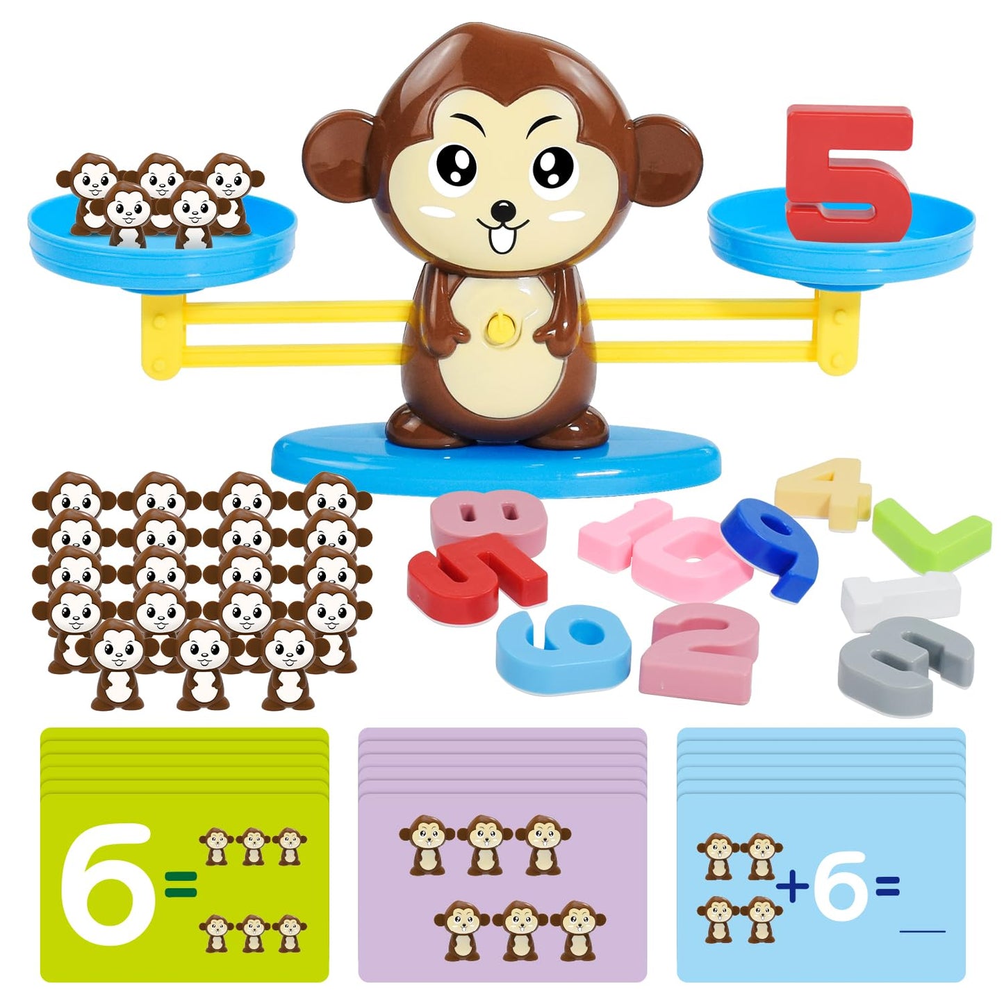 BAKAM Monkey Balance Scale Toy | Counting Blocks & Montessori Math Games for Kids 3+ | STEM Educational Toy