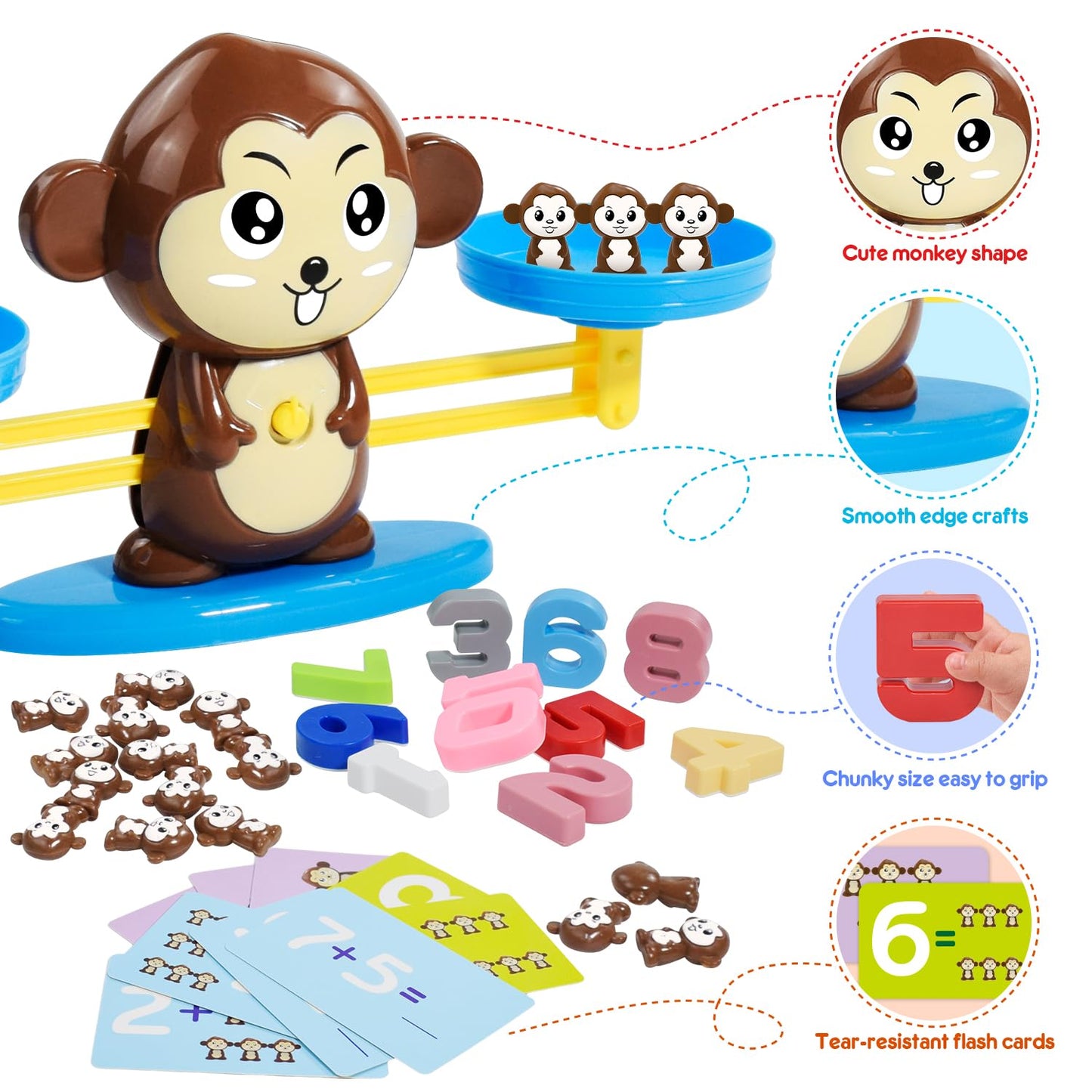 BAKAM Monkey Balance Scale Toy | Counting Blocks & Montessori Math Games for Kids 3+ | STEM Educational Toy