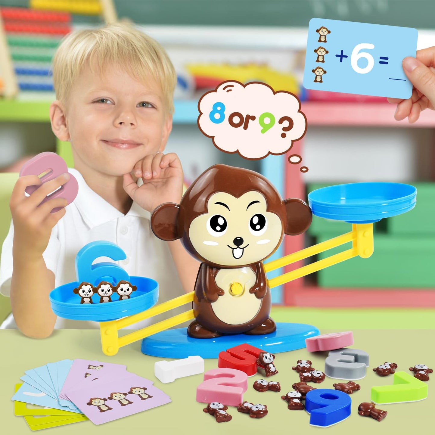 BAKAM Monkey Balance Scale Toy | Counting Blocks & Montessori Math Games for Kids 3+ | STEM Educational Toy