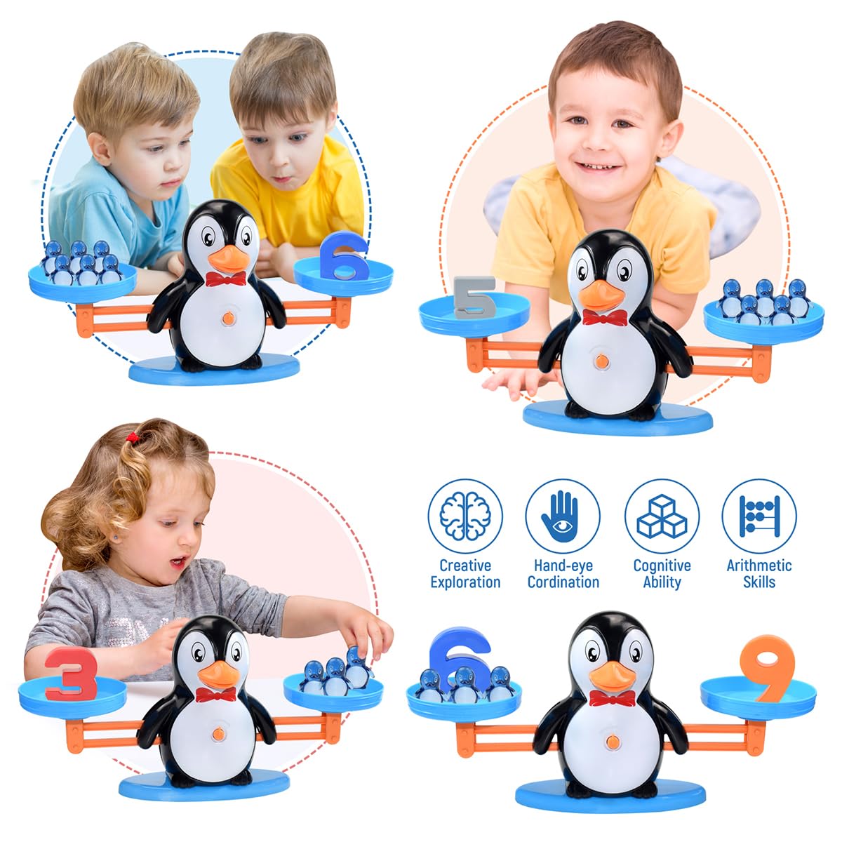 BAKAM Penguin Balance Scale – Montessori Math Blocks for Kids 3-7