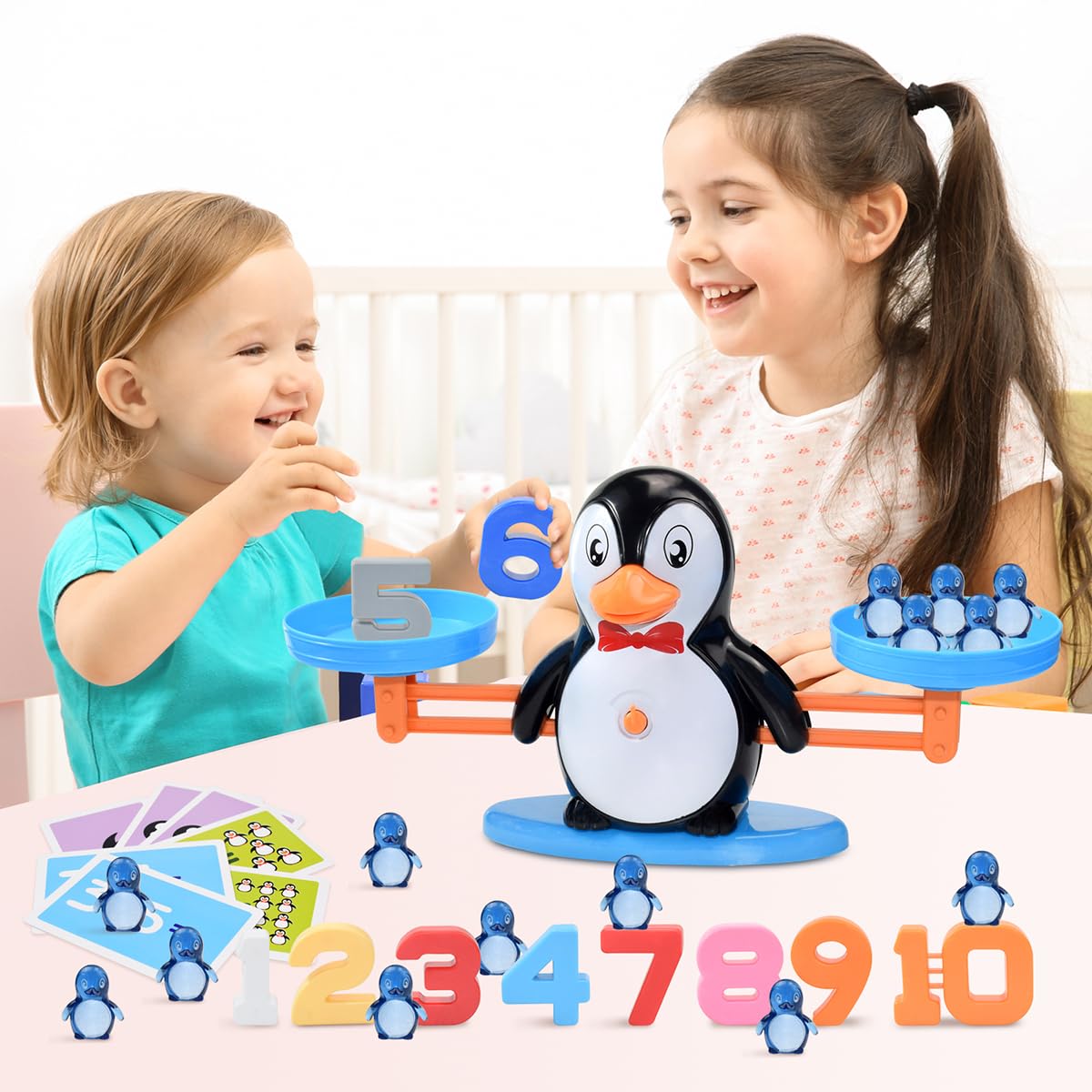 BAKAM Penguin Balance Scale – Montessori Math Blocks for Kids 3-7