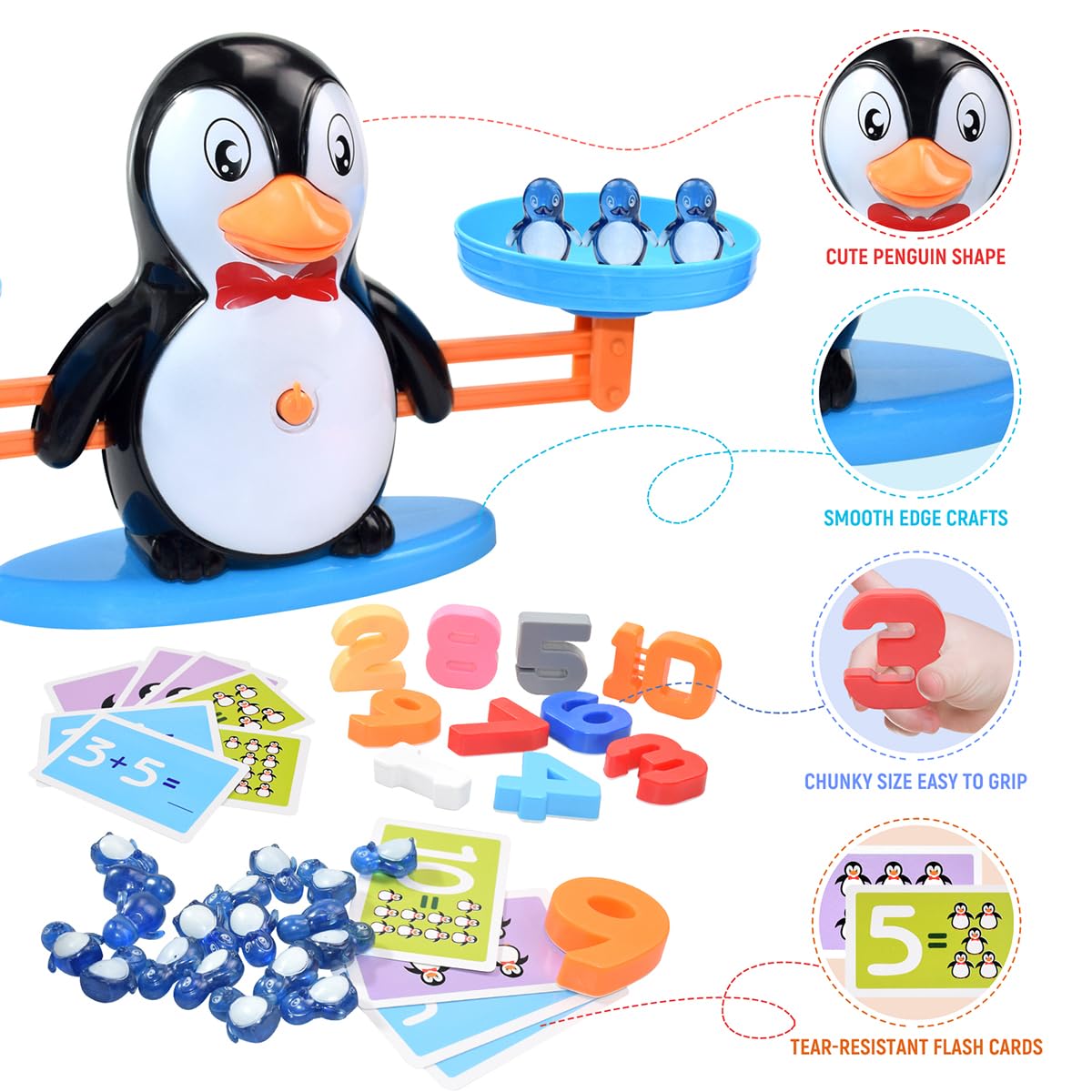 BAKAM Penguin Balance Scale – Montessori Math Blocks for Kids 3-7