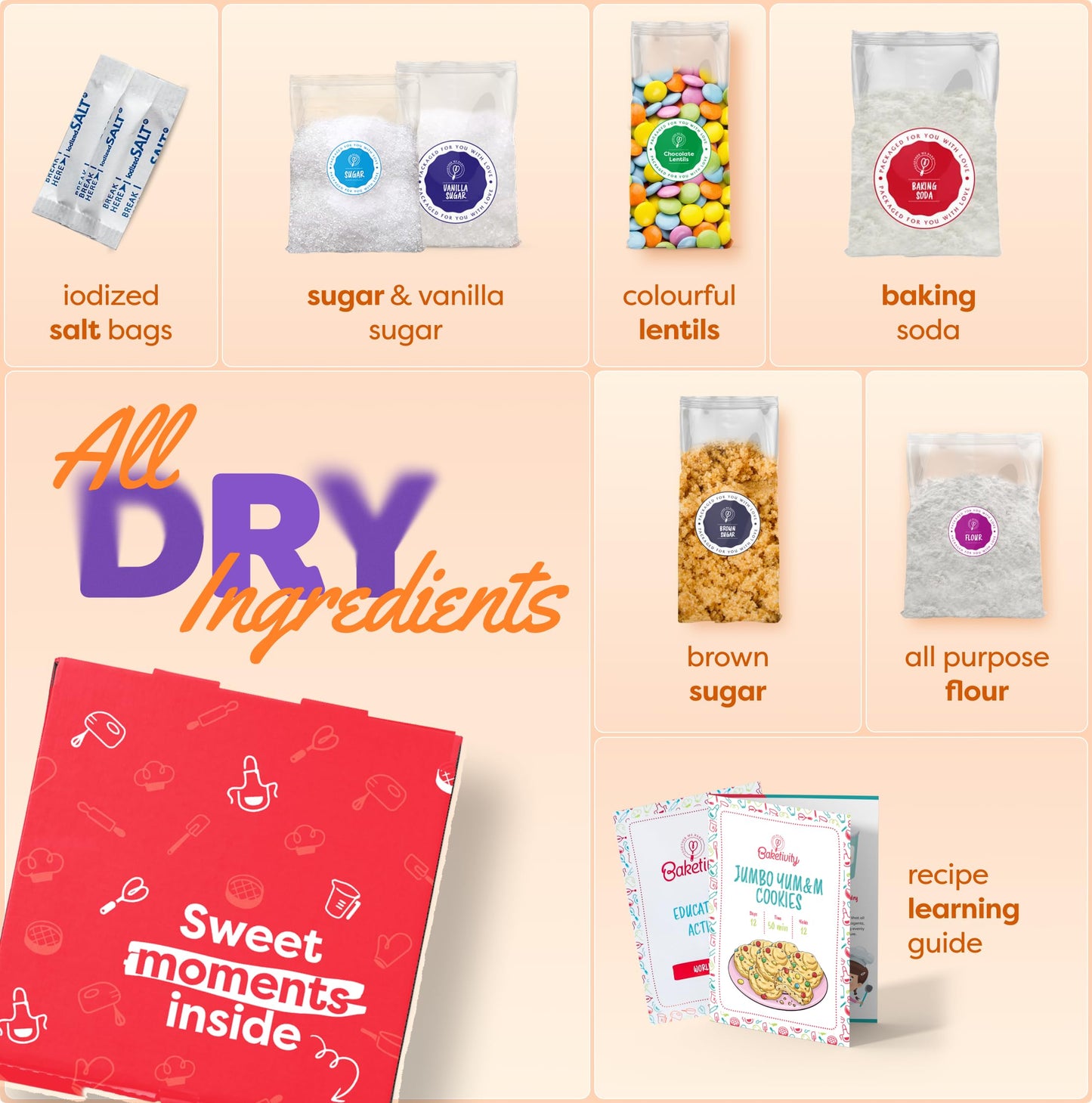 Baketivity Kids Baking DIY Activity Kit – Jumbo Yum&m Cookies, Pre-Measured Ingredients & Easy Recipe