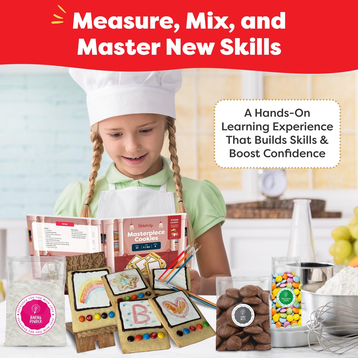 Baketivity Masterpiece Cookies Kit for Kids – Premeasured Ingredients & Step-by-Step Artful Baking