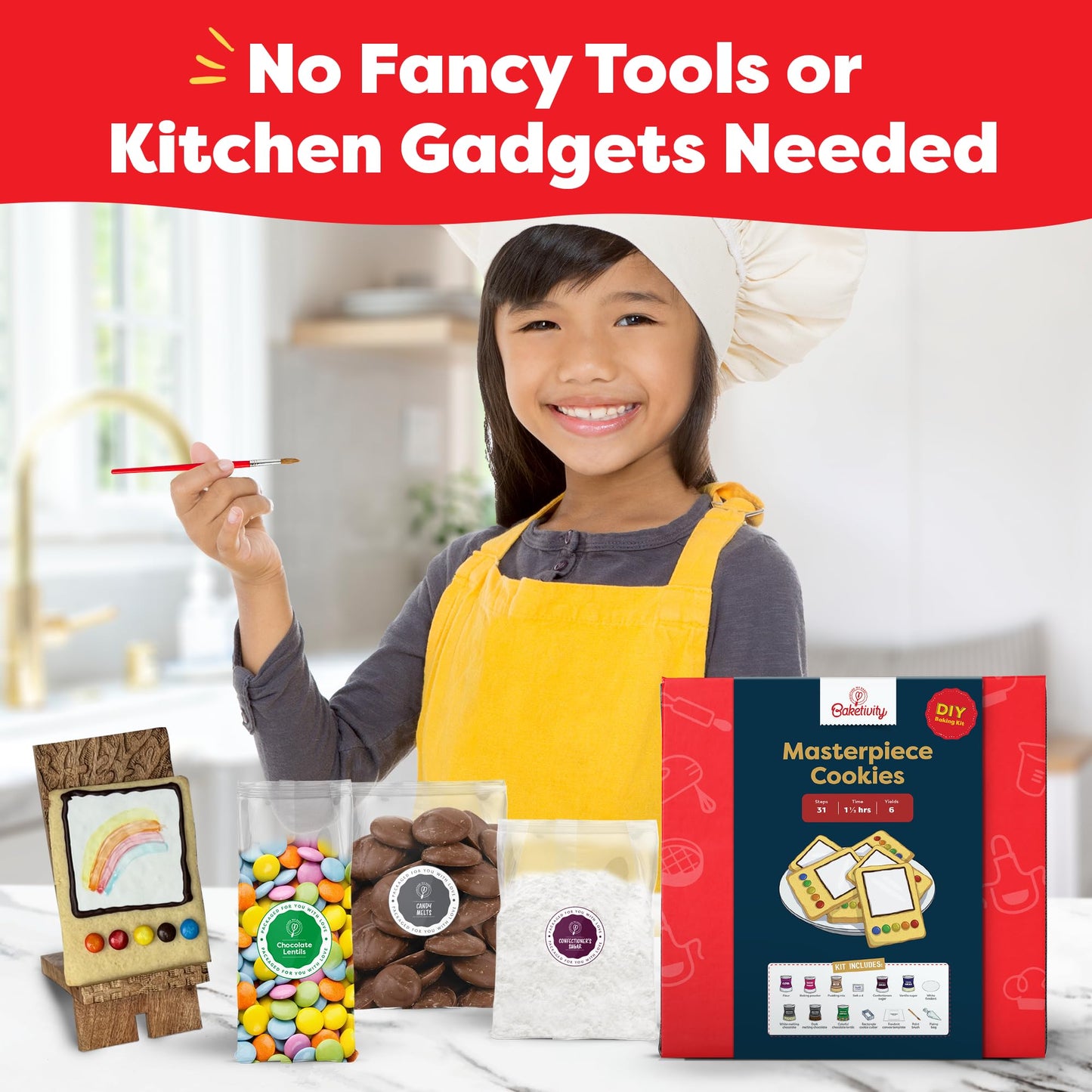 Baketivity Masterpiece Cookies Kit for Kids – Premeasured Ingredients & Step-by-Step Artful Baking