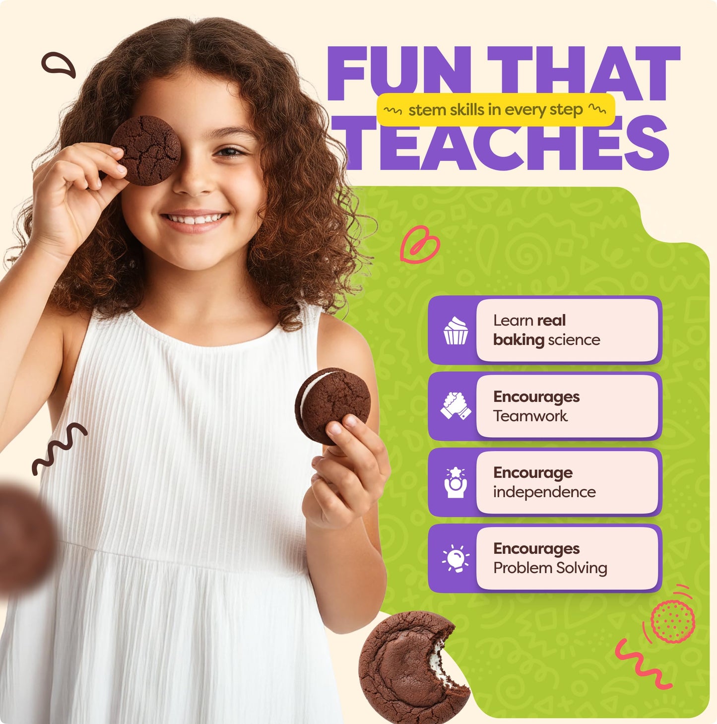 Baketivity Kids Baking Kit – Whoopie Pie DIY with Pre-Measured Ingredients (Ages 4-12)