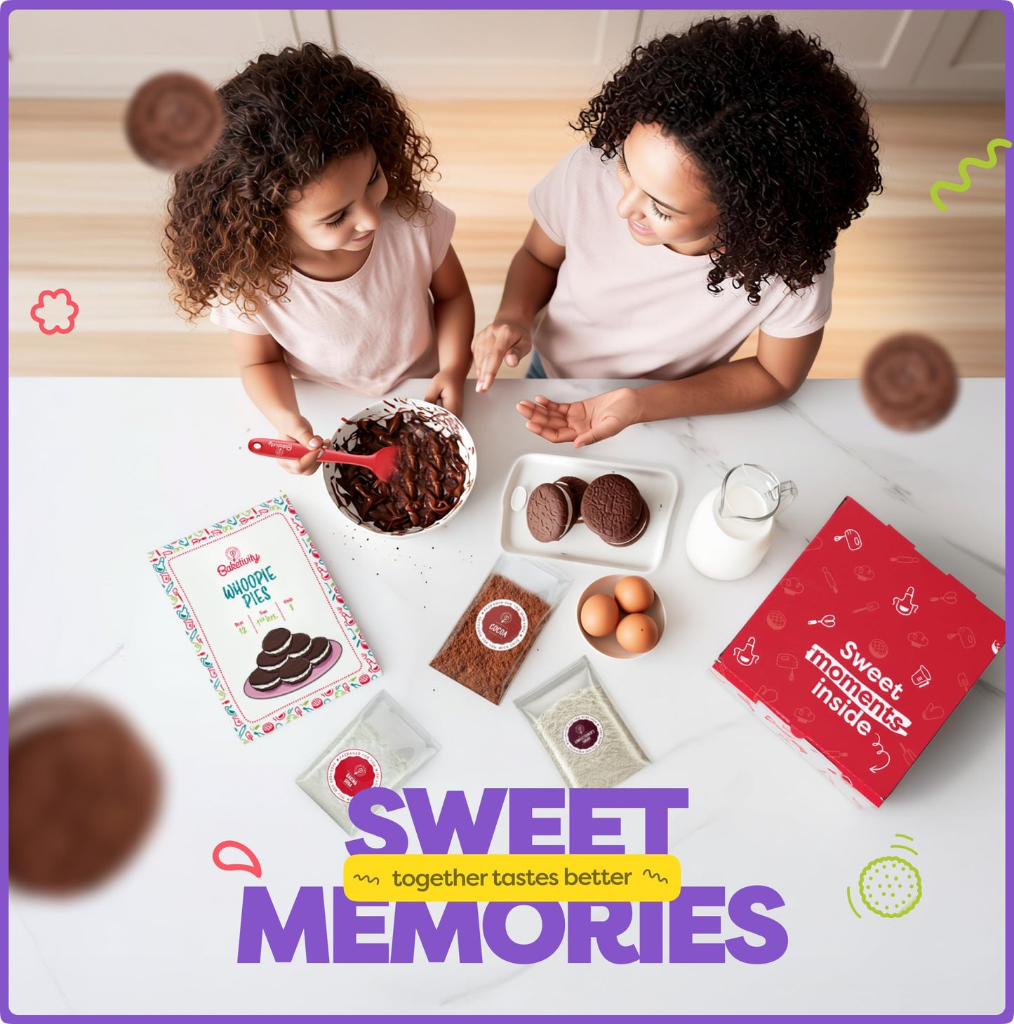 Baketivity Kids Baking Kit – Whoopie Pie DIY with Pre-Measured Ingredients (Ages 4-12)