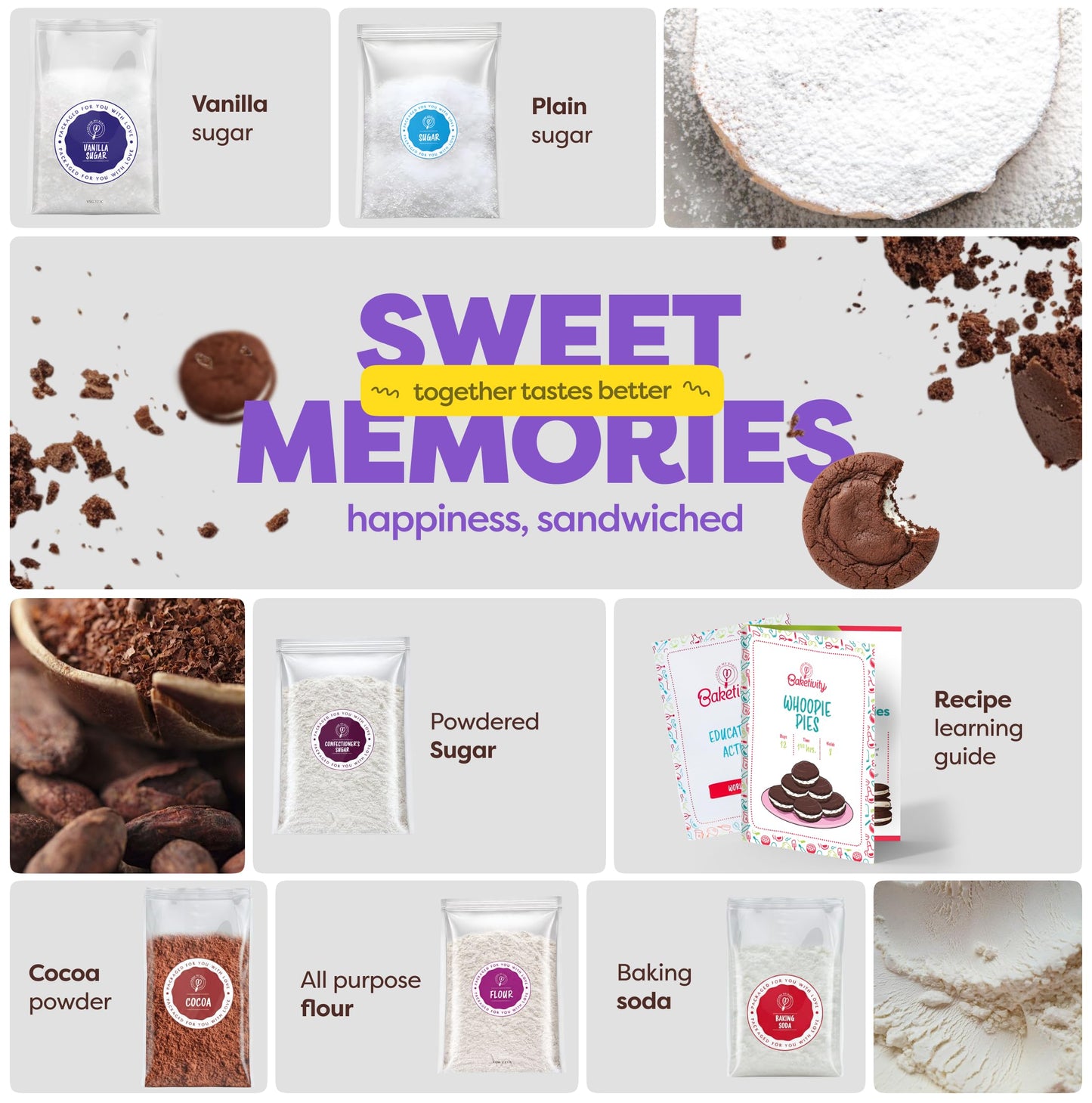 Baketivity Kids Baking Kit – Whoopie Pie DIY with Pre-Measured Ingredients (Ages 4-12)
