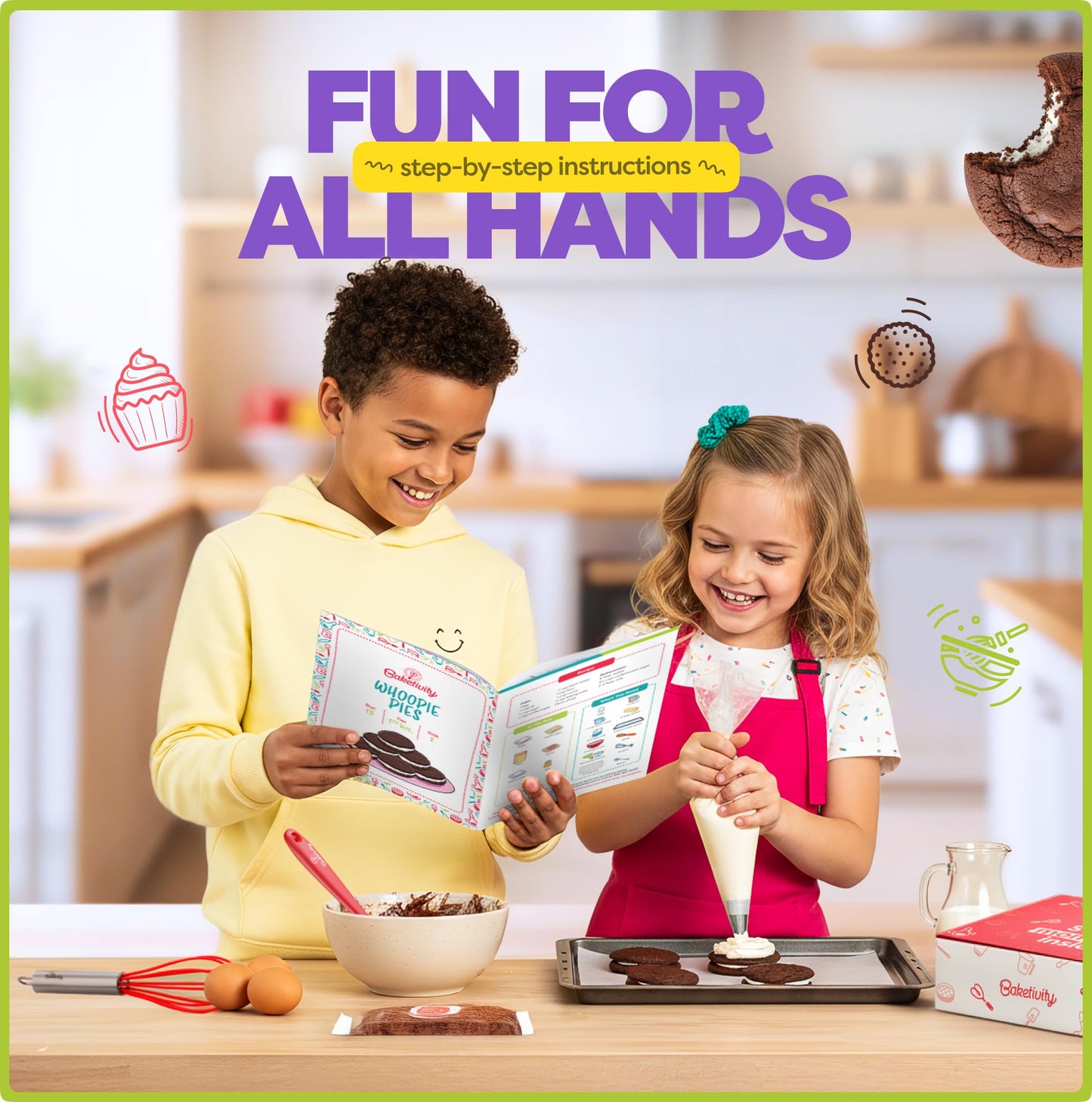Baketivity Kids Baking Kit – Whoopie Pie DIY with Pre-Measured Ingredients (Ages 4-12)